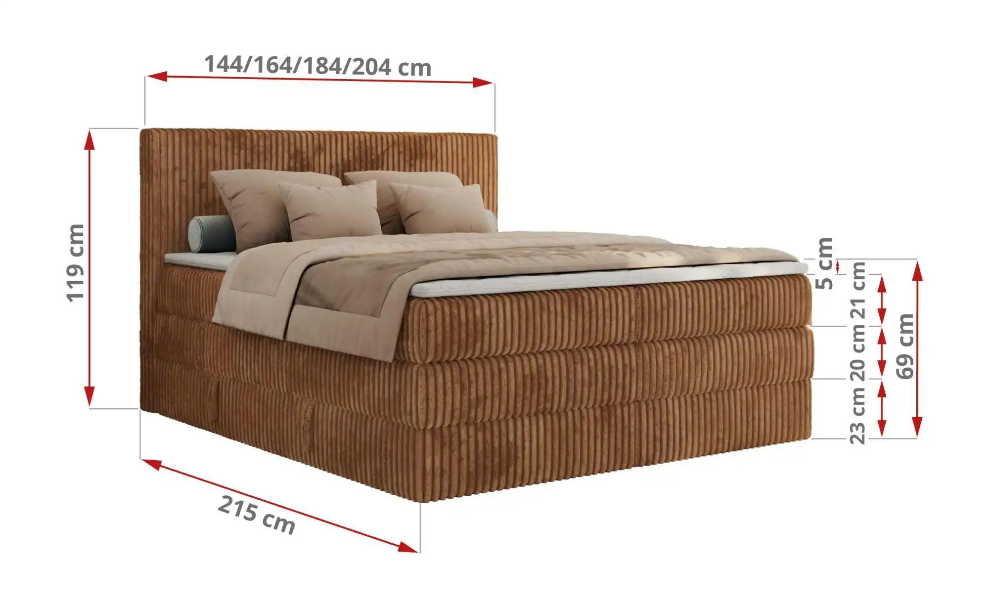 Boxspringbett mit Bettkasten Tiliano King ¦ orange ¦ Maße (cm): B: 146 H: 1 günstig online kaufen