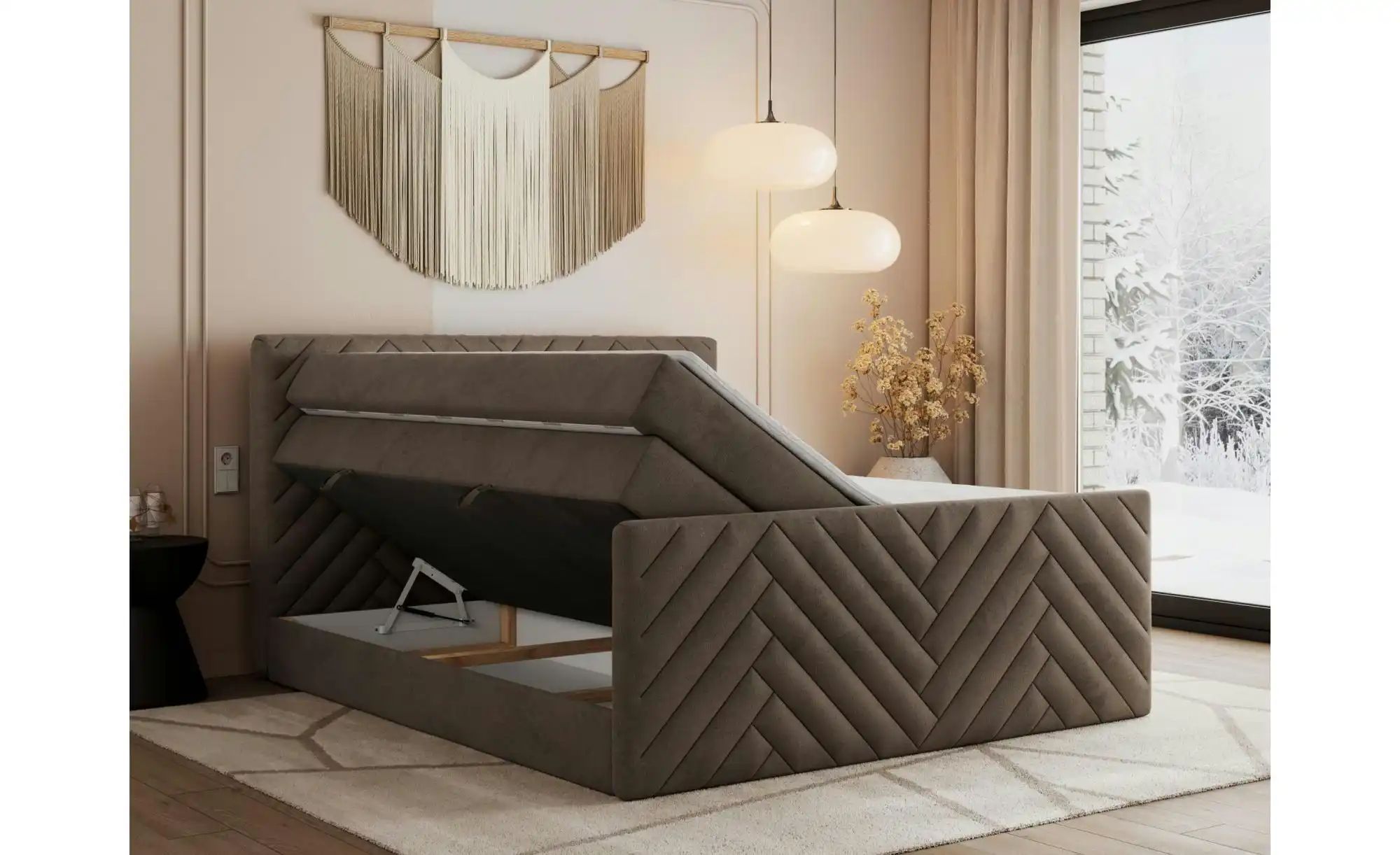 Boxspringbett mit Bettkasten Paris King Duo ¦ braun ¦ Maße (cm): B: 141 H: günstig online kaufen