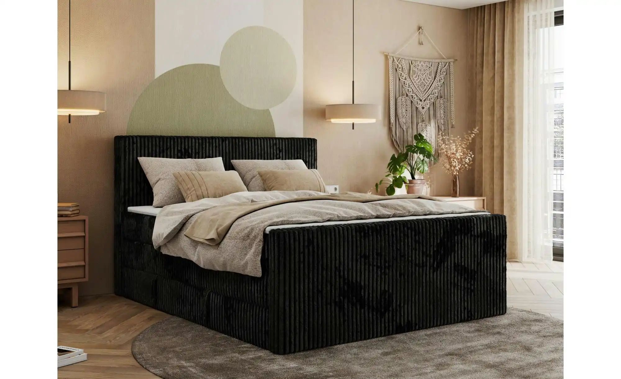 Boxspringbett mit Bettkasten Tiliano King Duo ¦ schwarz ¦ Maße (cm): B: 164 günstig online kaufen
