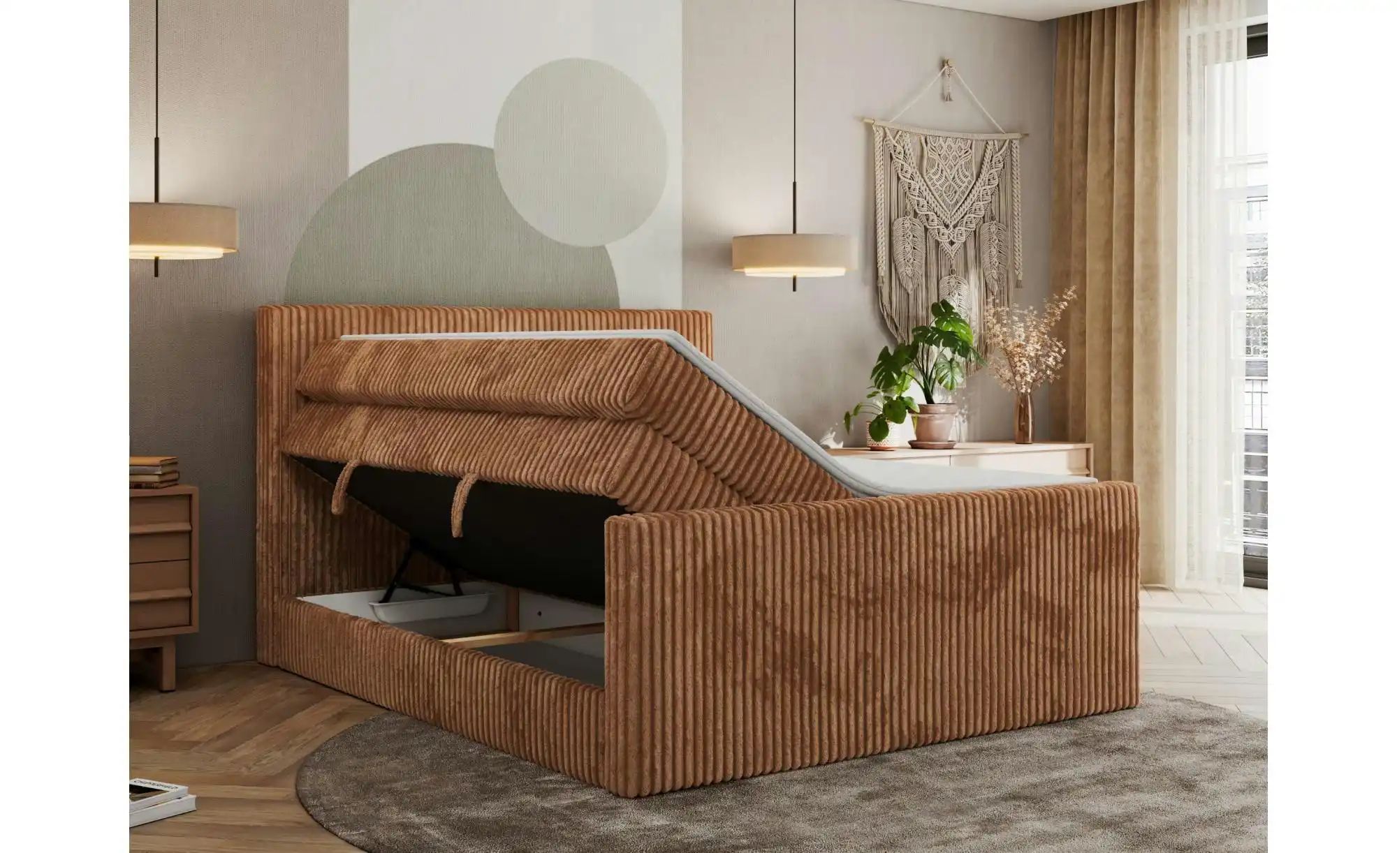 Boxspringbett mit Bettkasten Tiliano King Duo ¦ orange ¦ Maße (cm): B: 184 günstig online kaufen