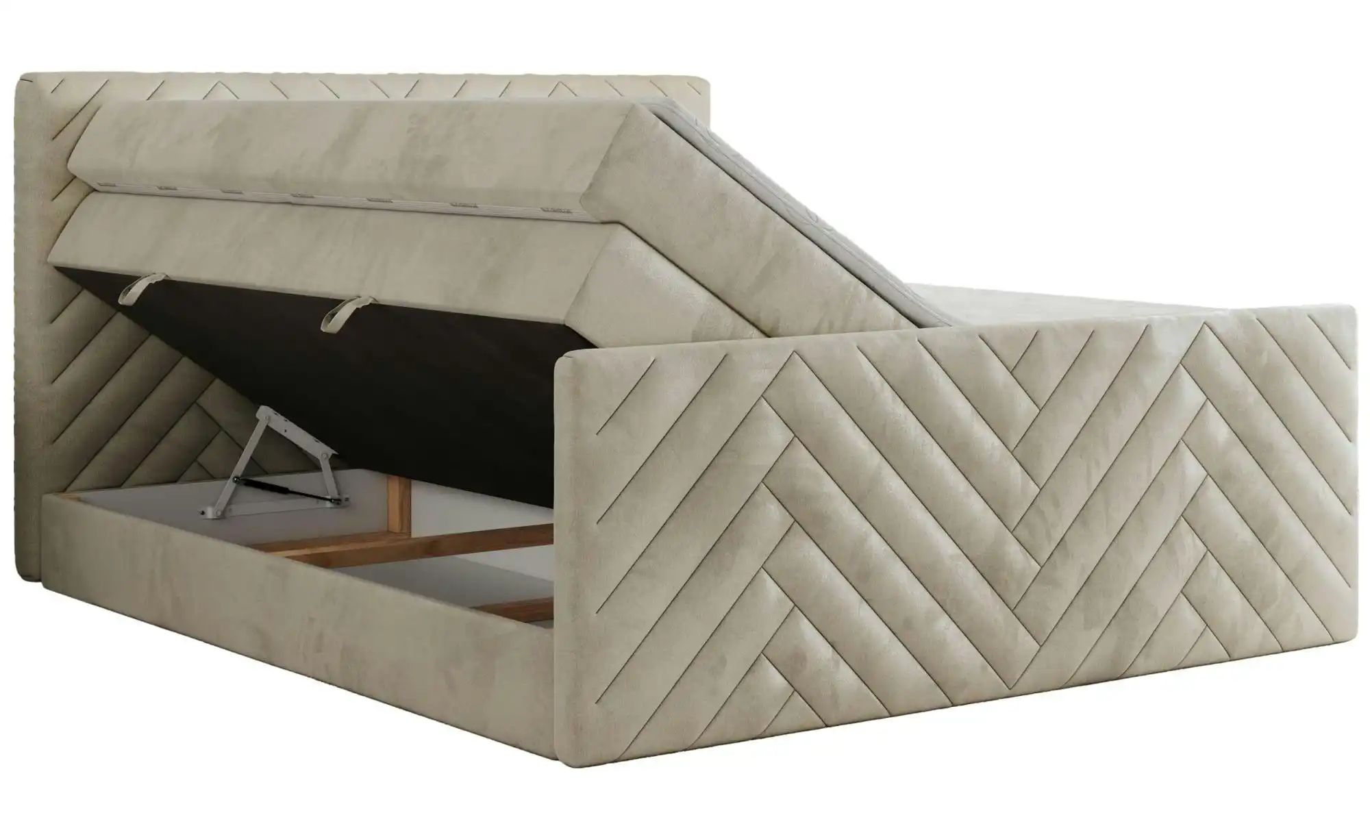 Boxspringbett mit Bettkasten Paris King Duo ¦ beige ¦ Maße (cm): B: 121 H: günstig online kaufen