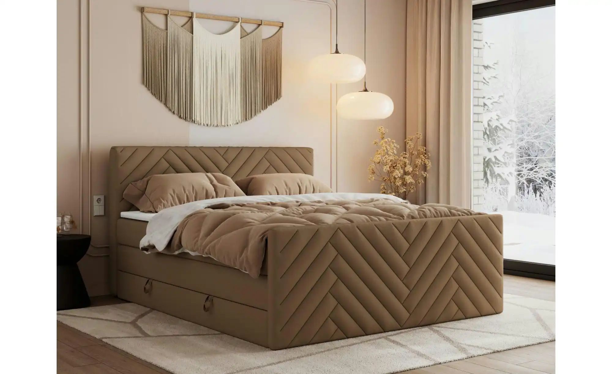 Boxspringbett mit Bettkasten Paris King Duo ¦ braun ¦ Maße (cm): B: 161 H: günstig online kaufen