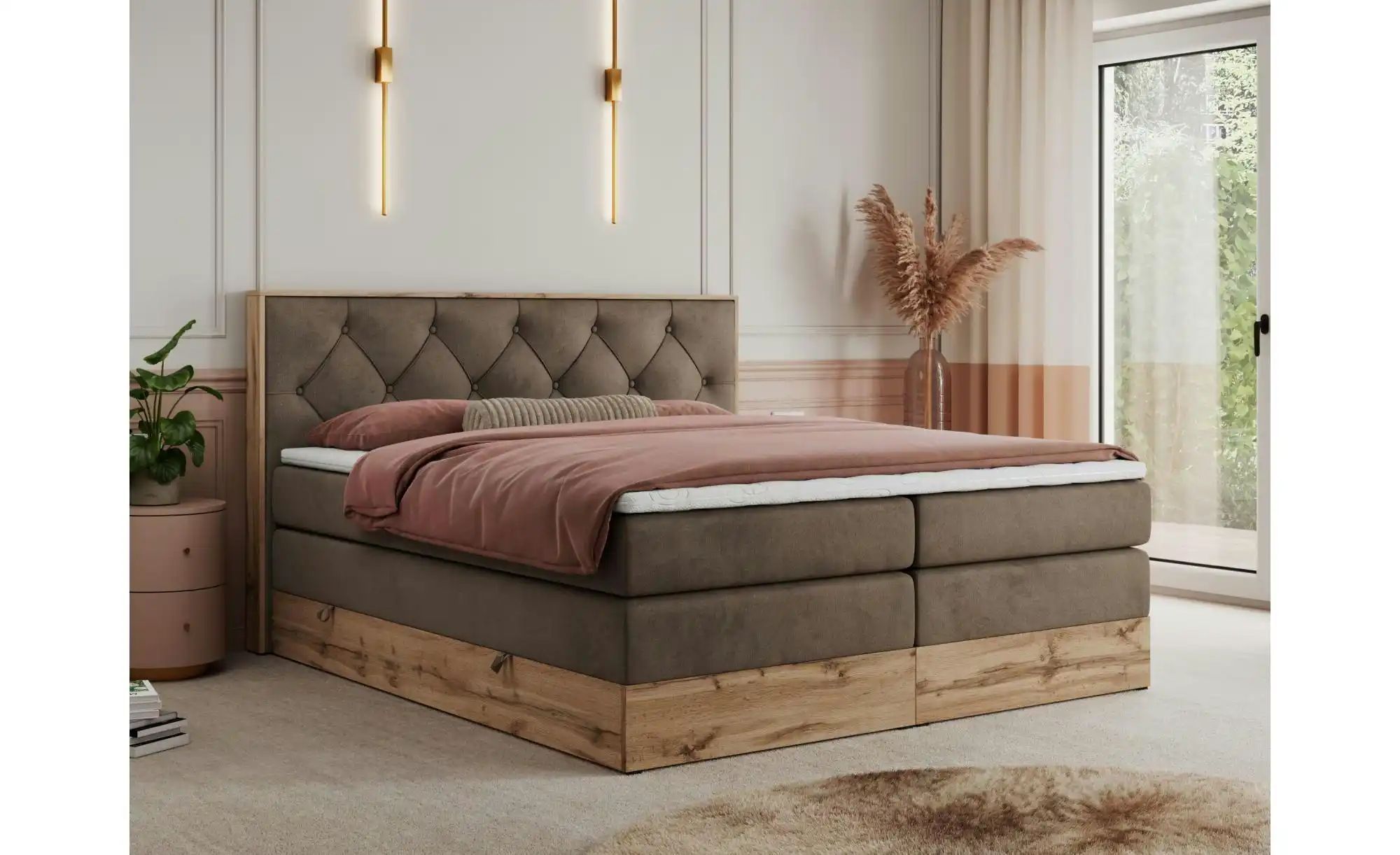 Boxspringbett mit Bettkasten Veneto King ¦ braun ¦ Maße (cm): B: 188 H: 115 günstig online kaufen