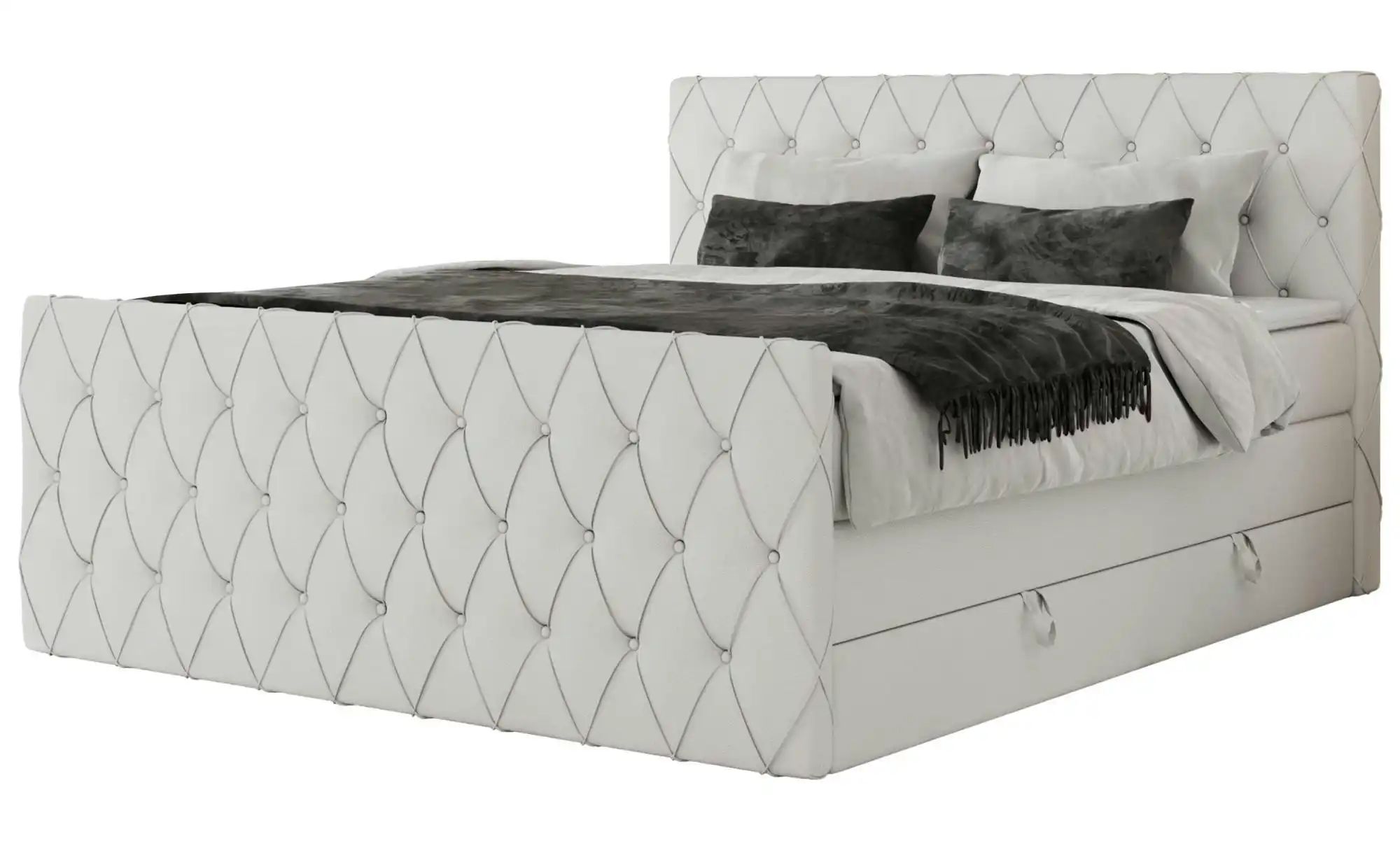 Boxspringbett mit Bettkasten Miren King Duo ¦ weiß ¦ Maße (cm): B: 141 H: 1 günstig online kaufen