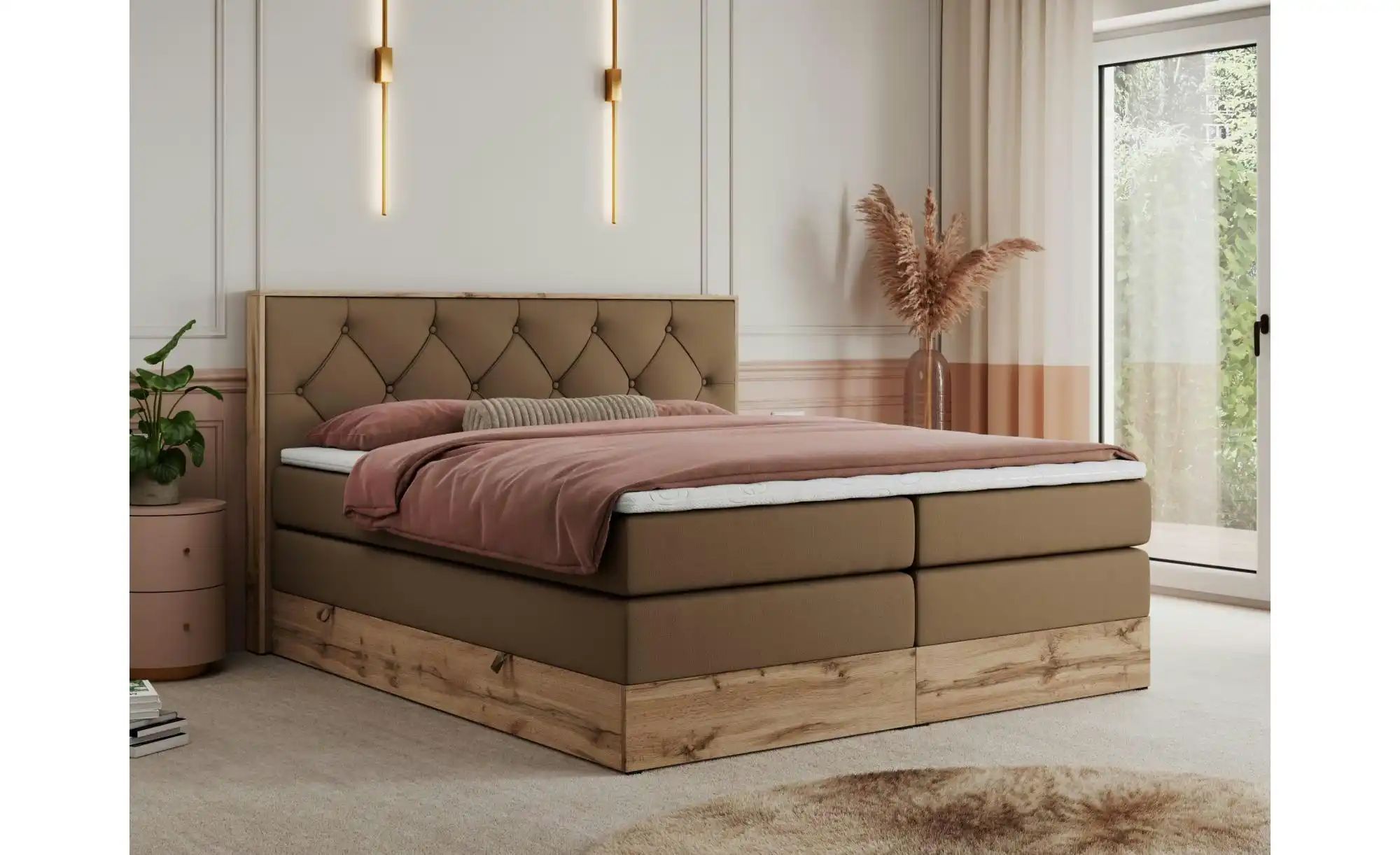 Boxspringbett mit Bettkasten Veneto King ¦ braun ¦ Maße (cm): B: 188 H: 115 günstig online kaufen