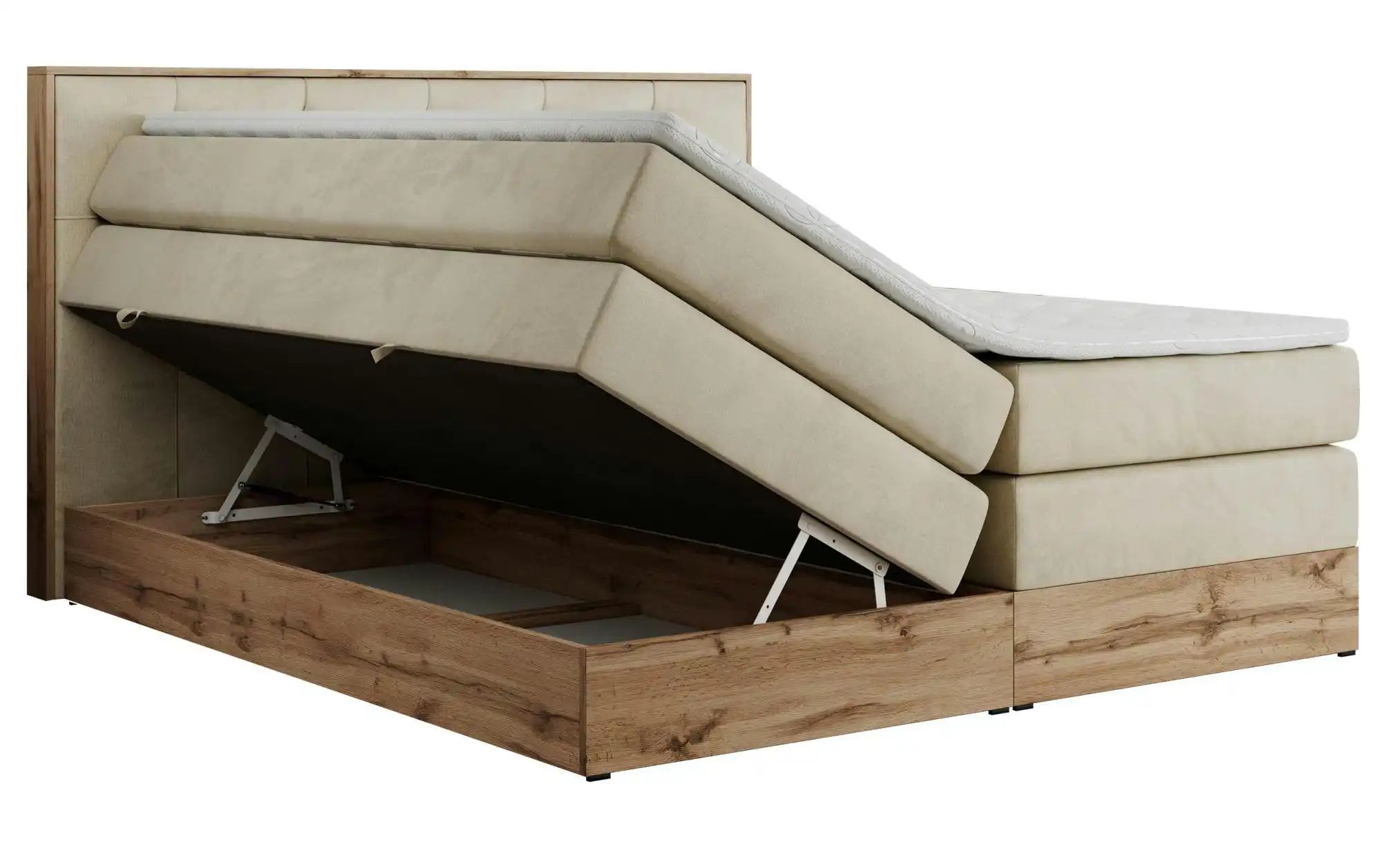 Boxspringbett mit Bettkasten Veneto King ¦ beige ¦ Maße (cm): B: 148 H: 115 günstig online kaufen