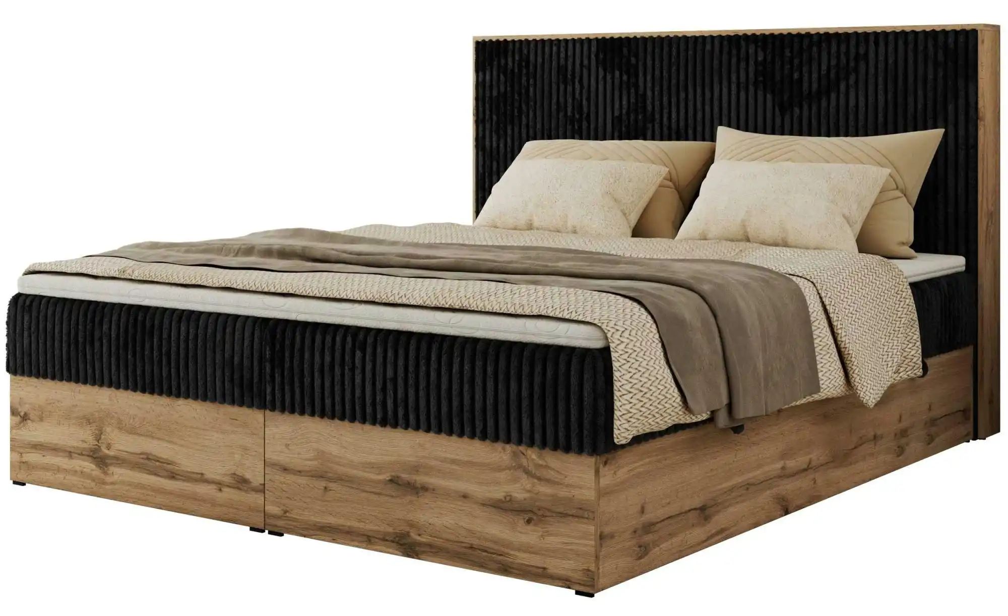 Boxbett mit Bettkasten Wood Classic ¦ schwarz ¦ Maße (cm): B: 144 H: 120 Be günstig online kaufen