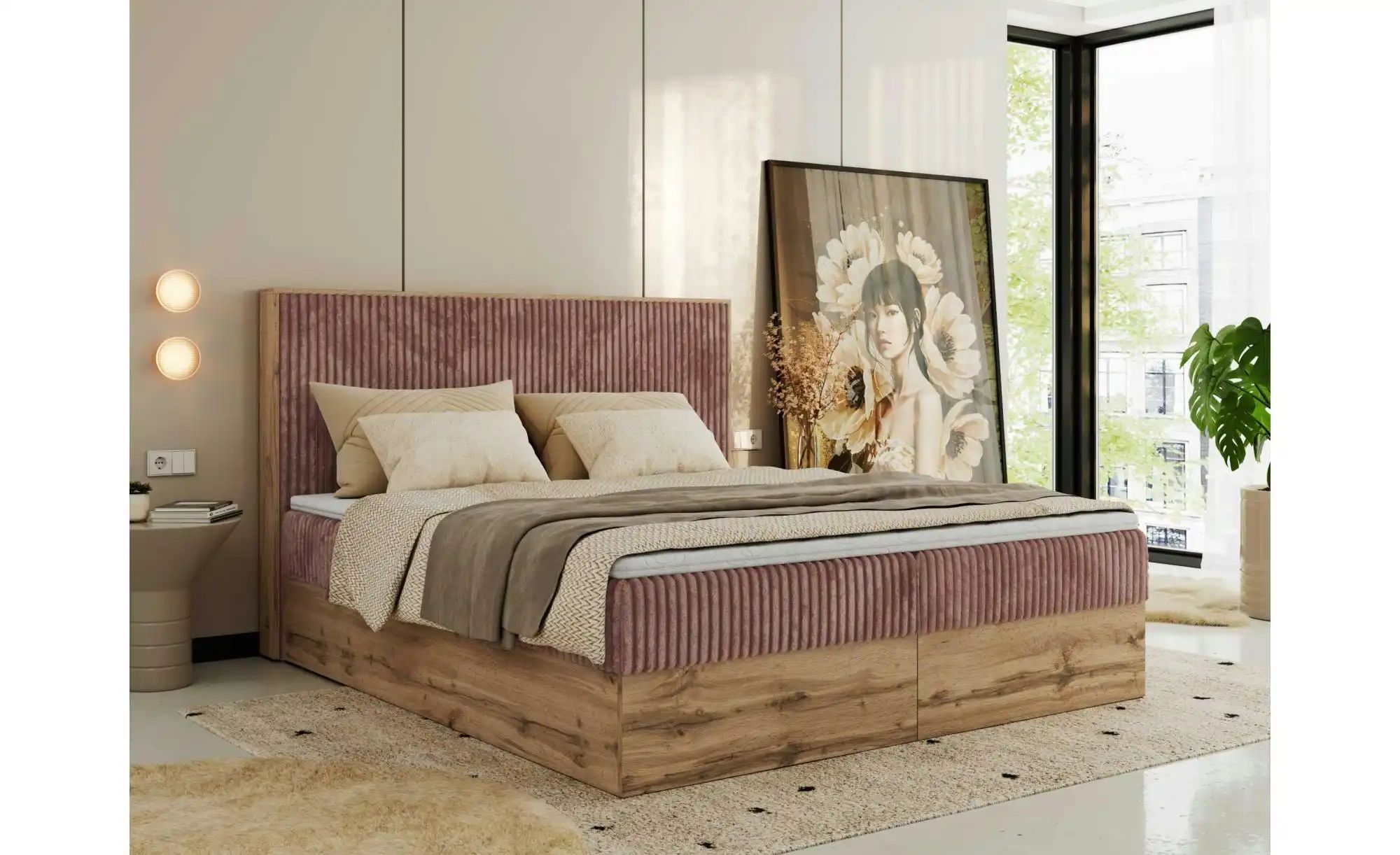 Boxbett mit Bettkasten Wood Classic ¦ rosa/pink ¦ Maße (cm): B: 204 H: 120 günstig online kaufen