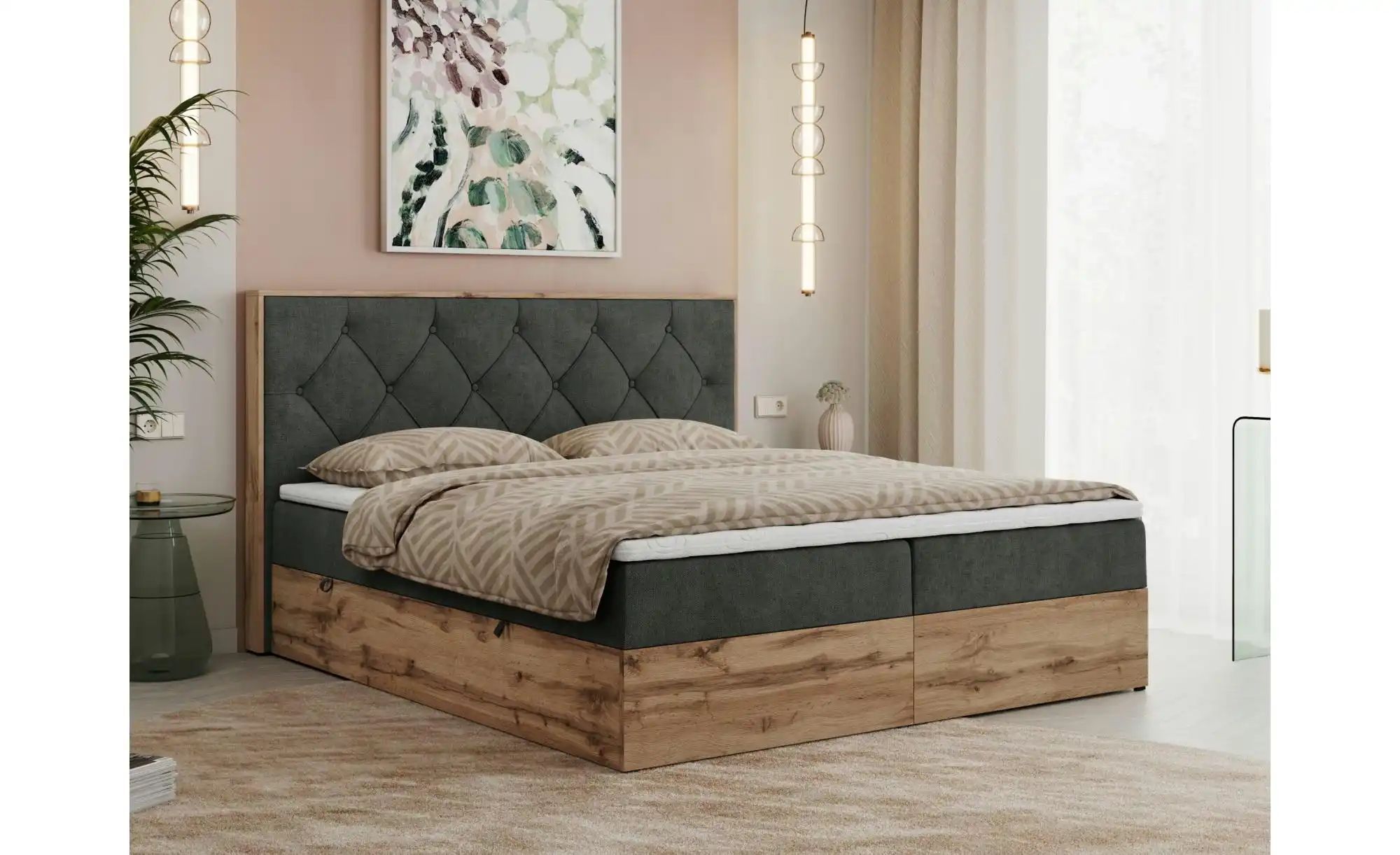 Boxbett mit Bettkasten Veneto ¦ grau ¦ Maße (cm): B: 148 H: 115 Betten > Ko günstig online kaufen