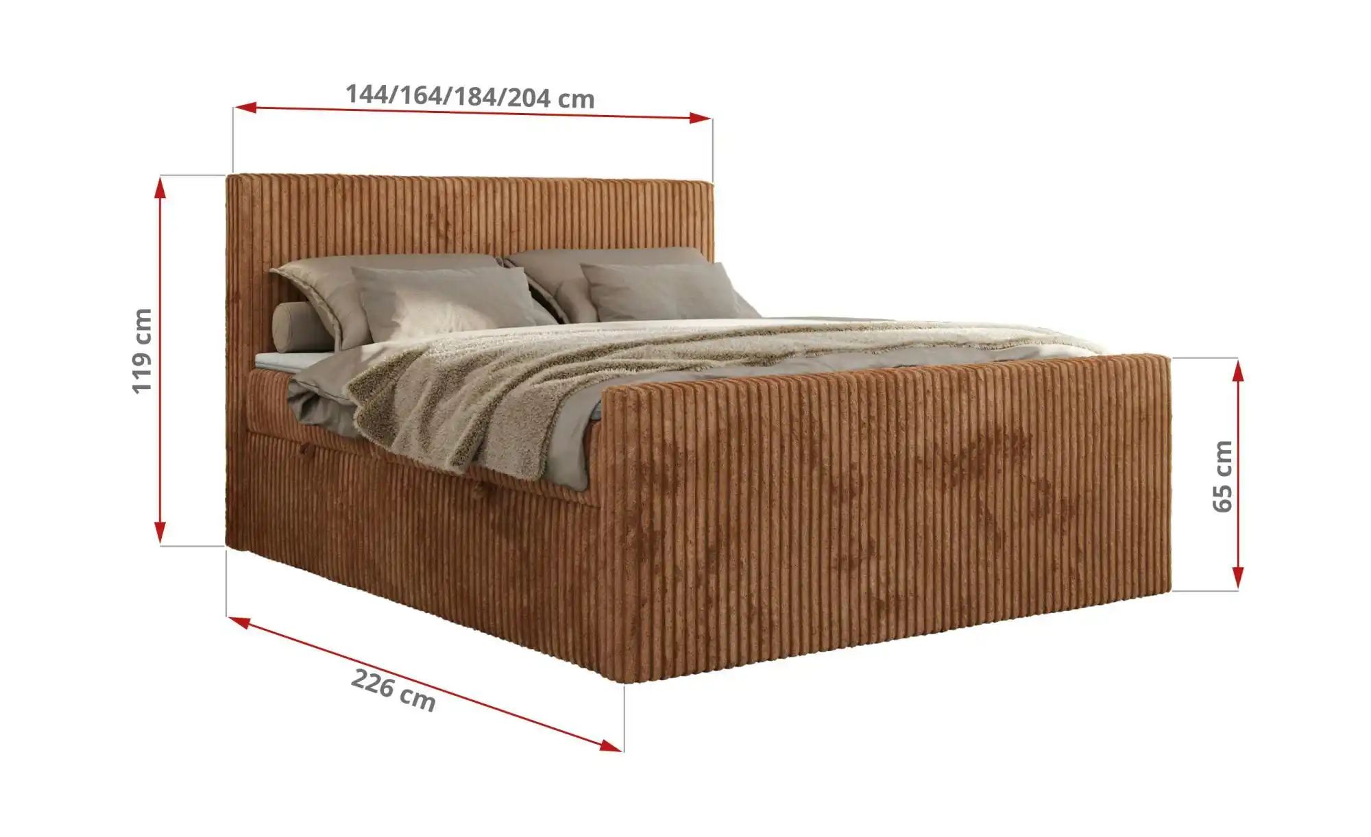 Thumbnail - Boxbett mit Bettkasten Tiliano Duo ¦ orange ¦ Maße (cm): B: 204 H: 119 Betten > Komfortbetten - Höffner