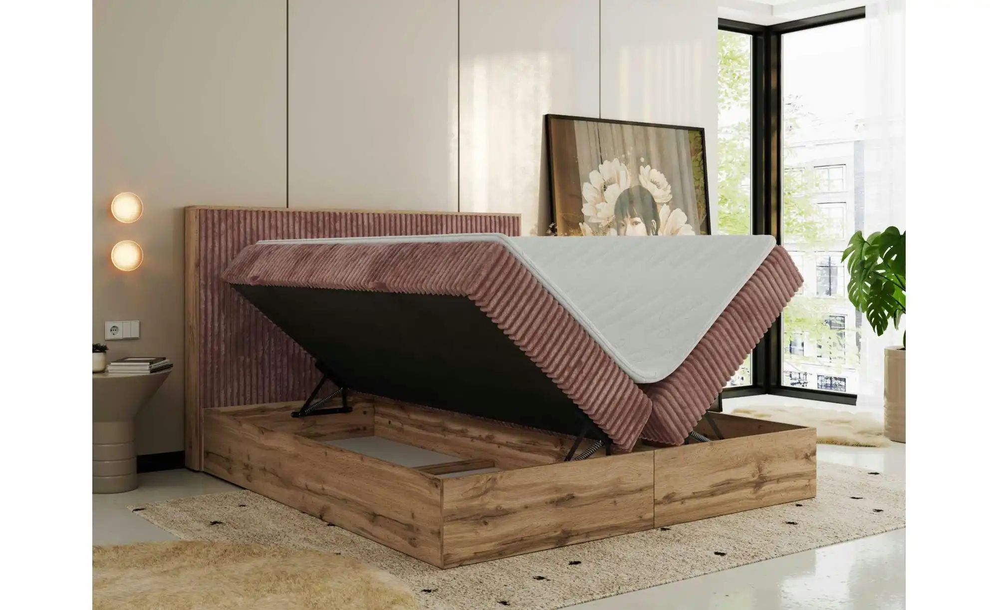Boxbett mit Bettkasten Wood Classic ¦ rosa/pink ¦ Maße (cm): B: 184 H: 120 günstig online kaufen