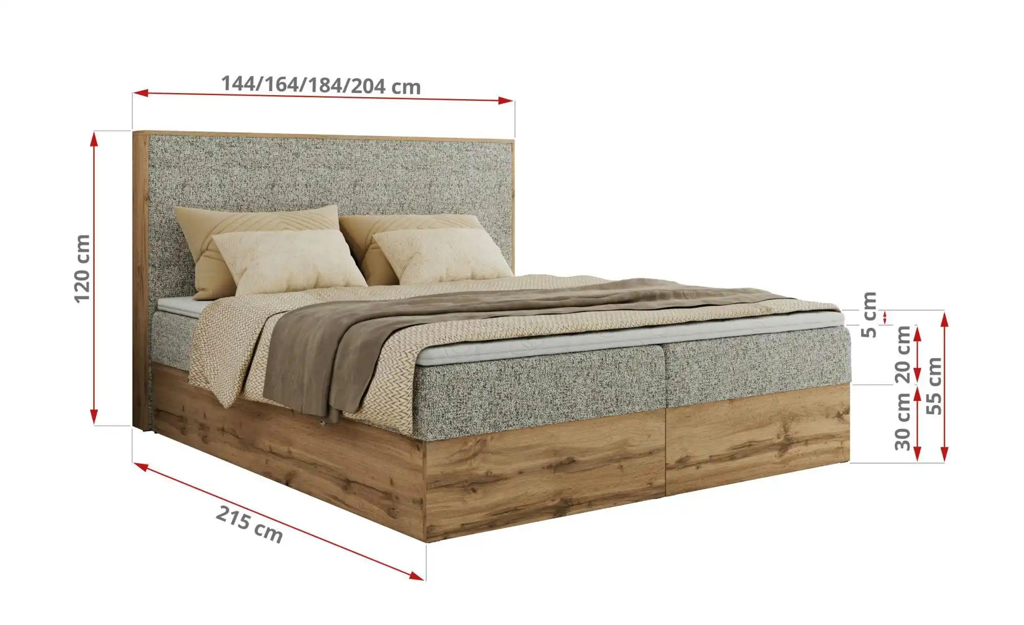 Boxbett mit Bettkasten Wood Classic ¦ beige ¦ Maße (cm): B: 184 H: 120 Bett günstig online kaufen