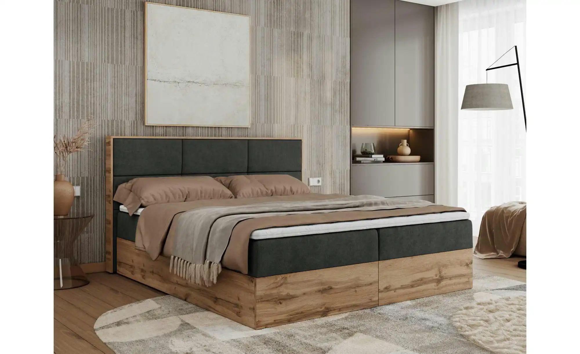 Thumbnail - Boxbett mit Bettkasten Albero 2 ¦ grau ¦ Maße (cm): B: 188 H: 104 Betten > Komfortbetten - Höffner