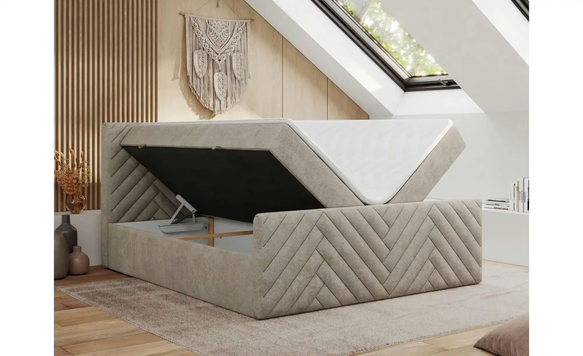Boxbett mit Bettkasten Paris Duo ¦ beige ¦ Maße (cm): B: 141 H: 110 Betten günstig online kaufen