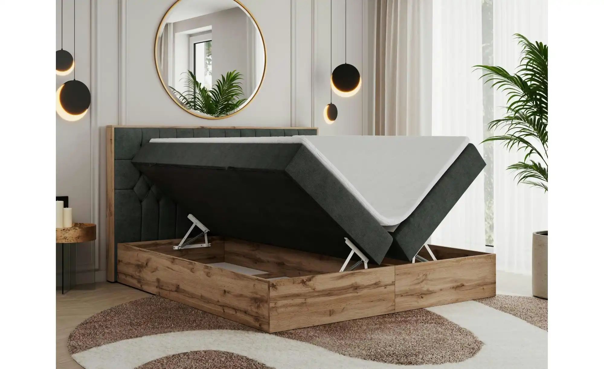 Boxbett mit Bettkasten Amore ¦ grau ¦ Maße (cm): B: 208 H: 115 Betten > Kom günstig online kaufen
