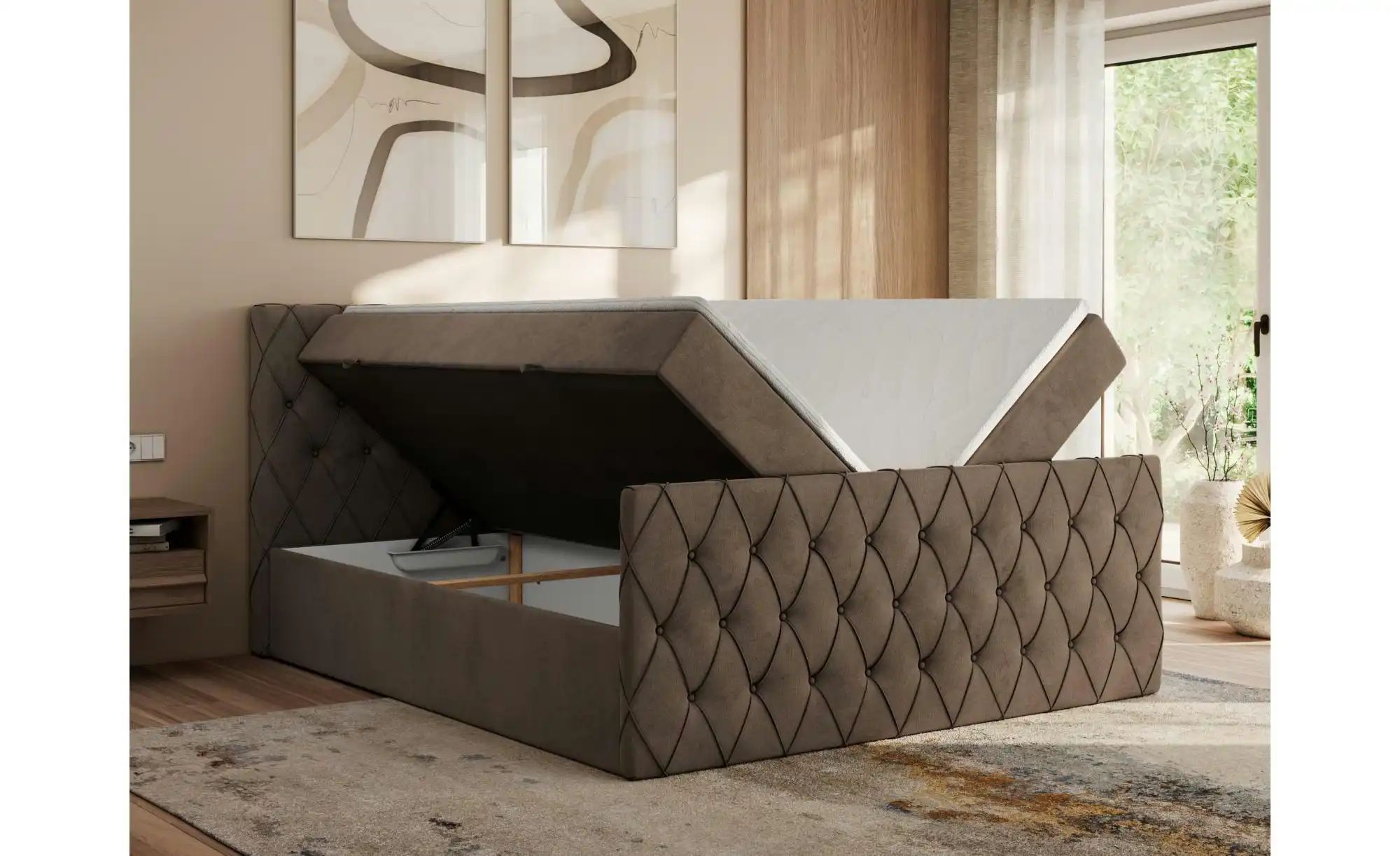 Boxspringbett mit Bettkasten Miren Duo ¦ braun ¦ Maße (cm): B: 161 H: 110 B günstig online kaufen