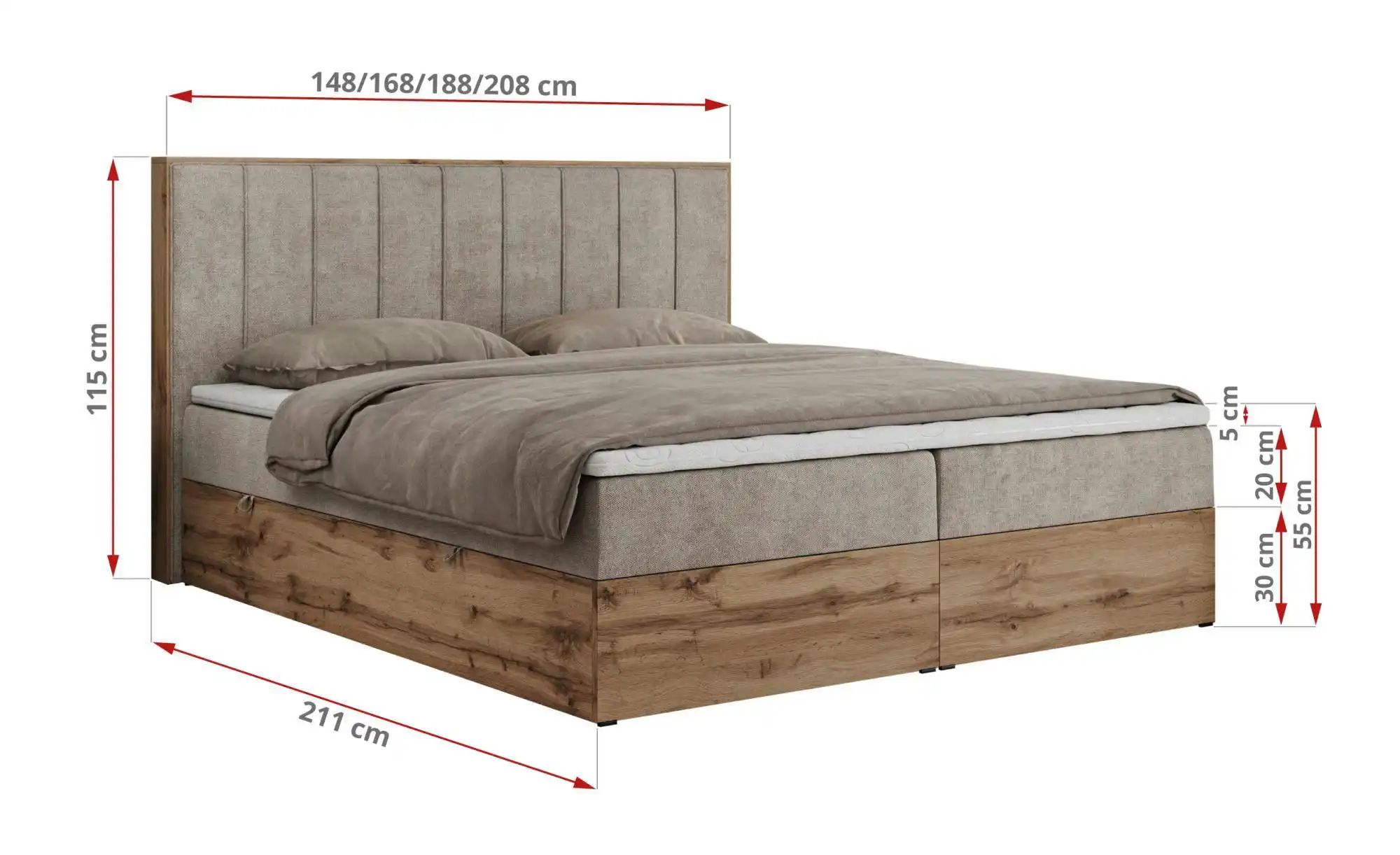 Boxbett mit Bettkasten Bellissimo ¦ beige ¦ Maße (cm): B: 188 H: 115 Betten günstig online kaufen