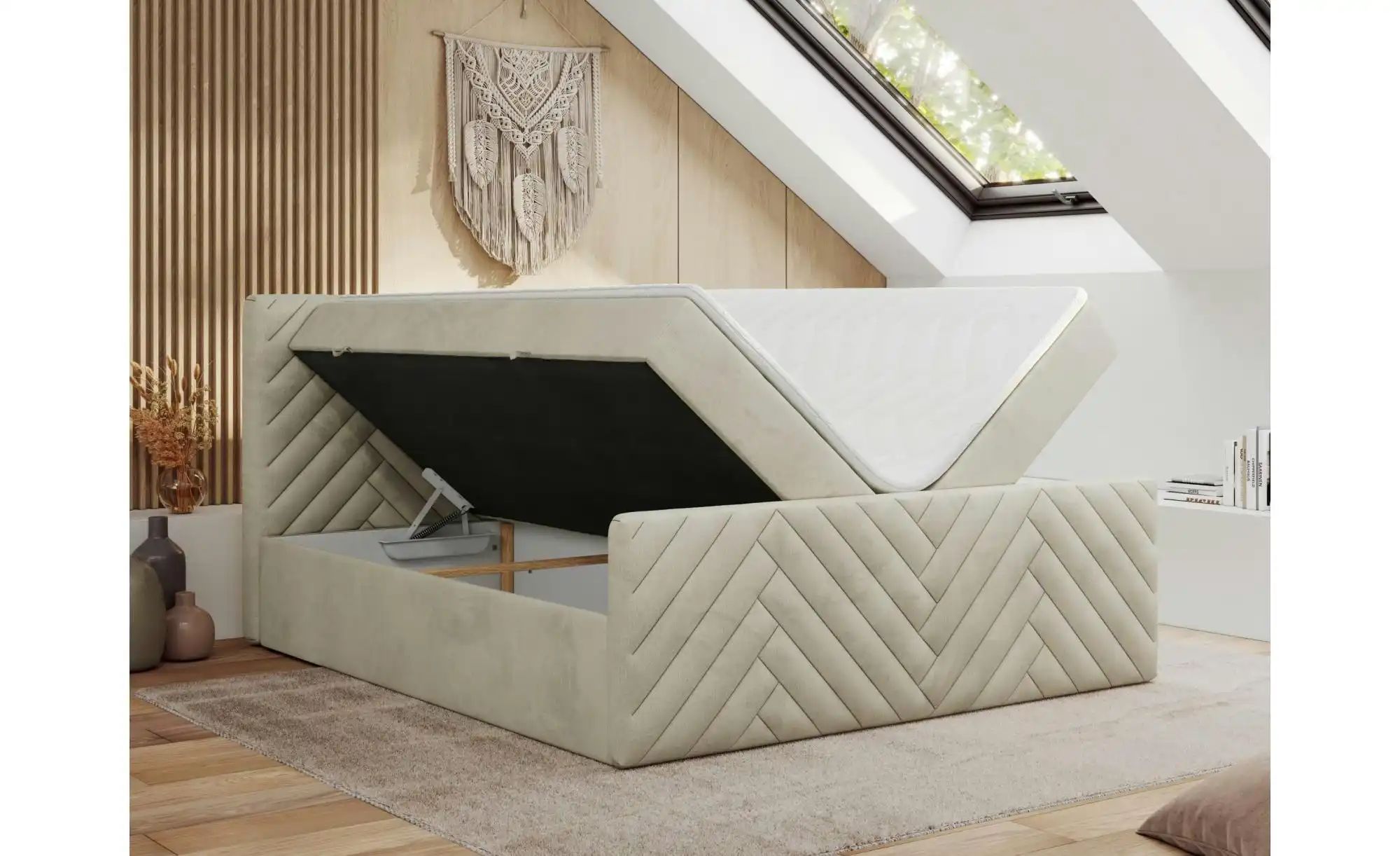 Boxbett mit Bettkasten Paris Duo ¦ beige ¦ Maße (cm): B: 161 H: 110 Betten günstig online kaufen
