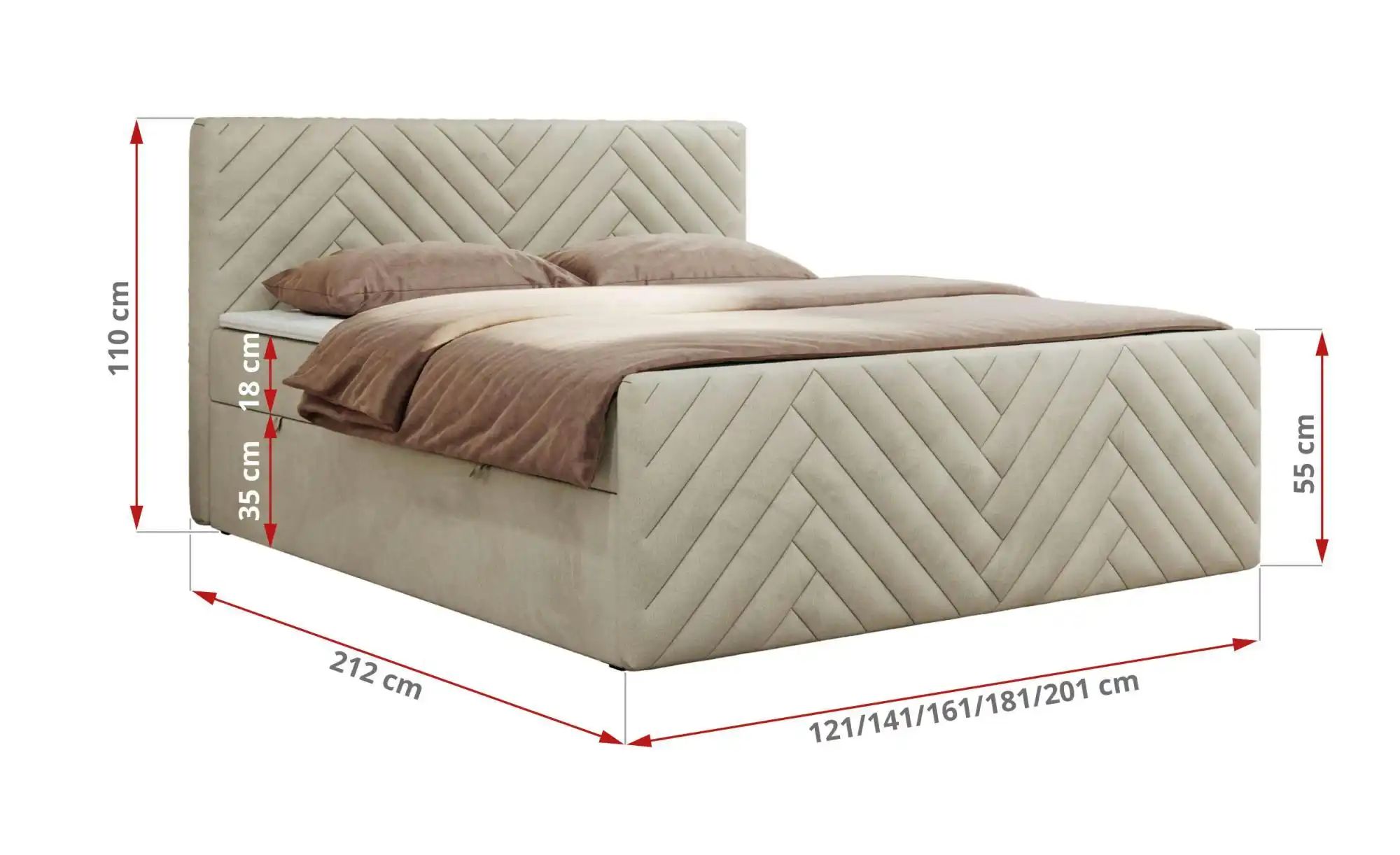 Thumbnail - Boxbett mit Bettkasten Paris Duo ¦ beige ¦ Maße (cm): B: 161 H: 110 Betten > Komfortbetten - Höffner