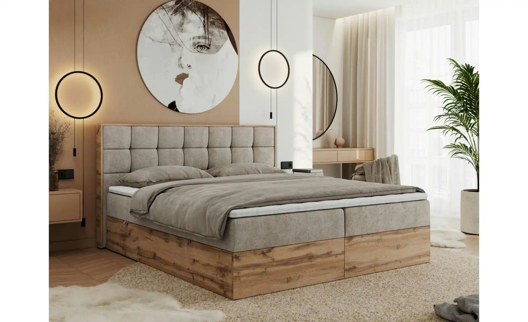 Boxbett mit Bettkasten Albero 1 ¦ beige ¦ Maße (cm): B: 148 H: 104 Betten > günstig online kaufen