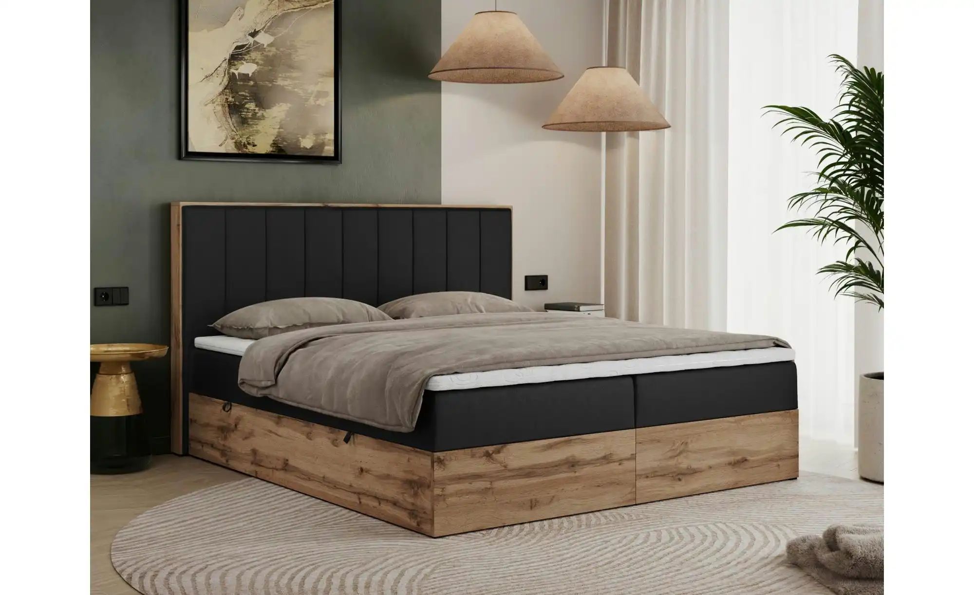 Boxbett mit Bettkasten Bellissimo ¦ schwarz ¦ Maße (cm): B: 168 H: 115 Bett günstig online kaufen