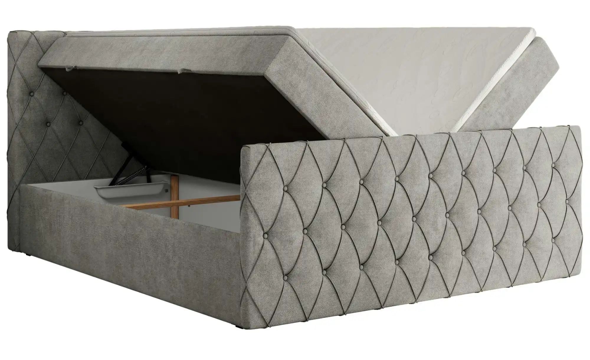 Boxspringbett mit Bettkasten Miren Duo ¦ grau ¦ Maße (cm): B: 141 H: 110 Be günstig online kaufen