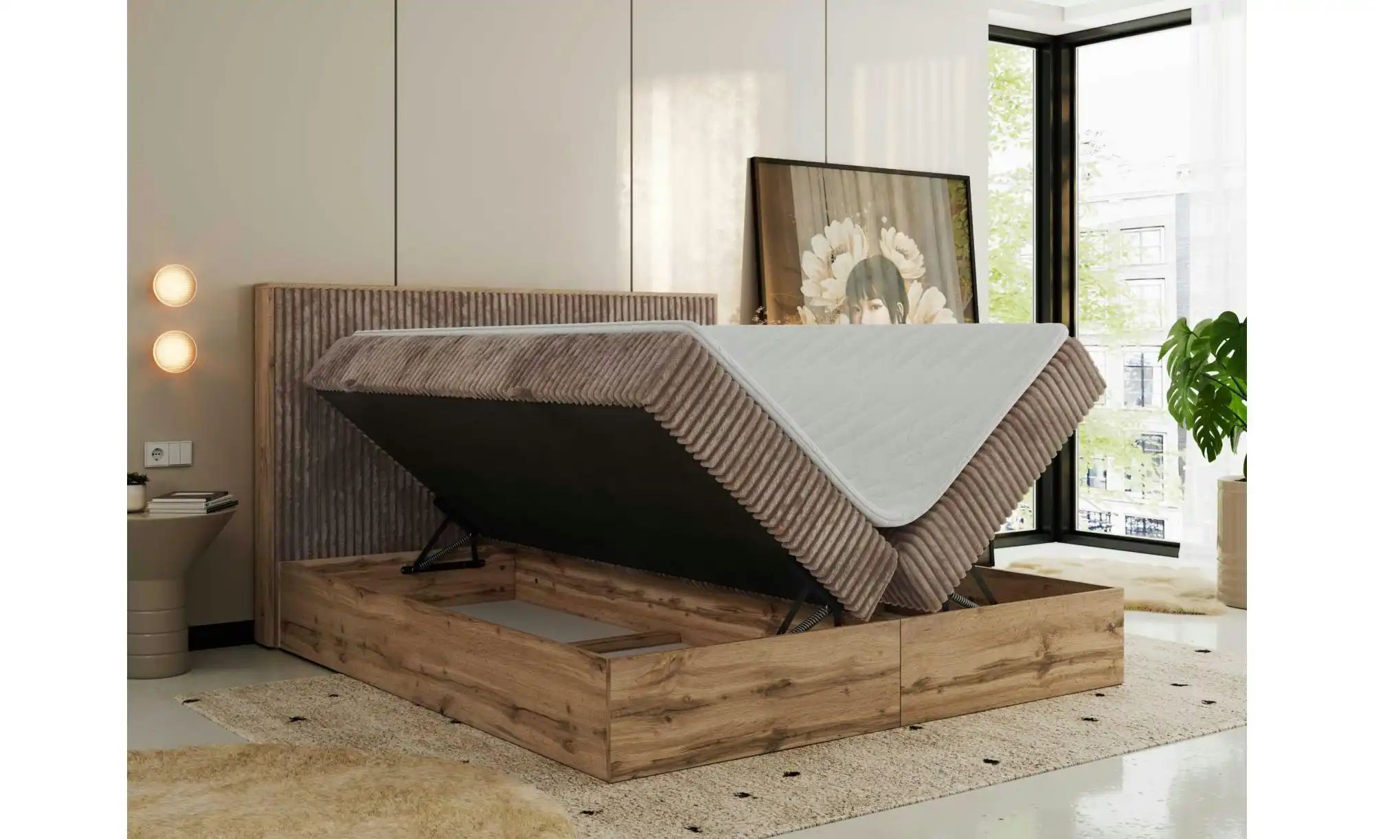 Boxbett mit Bettkasten Wood Classic ¦ braun ¦ Maße (cm): B: 144 H: 120 Bett günstig online kaufen