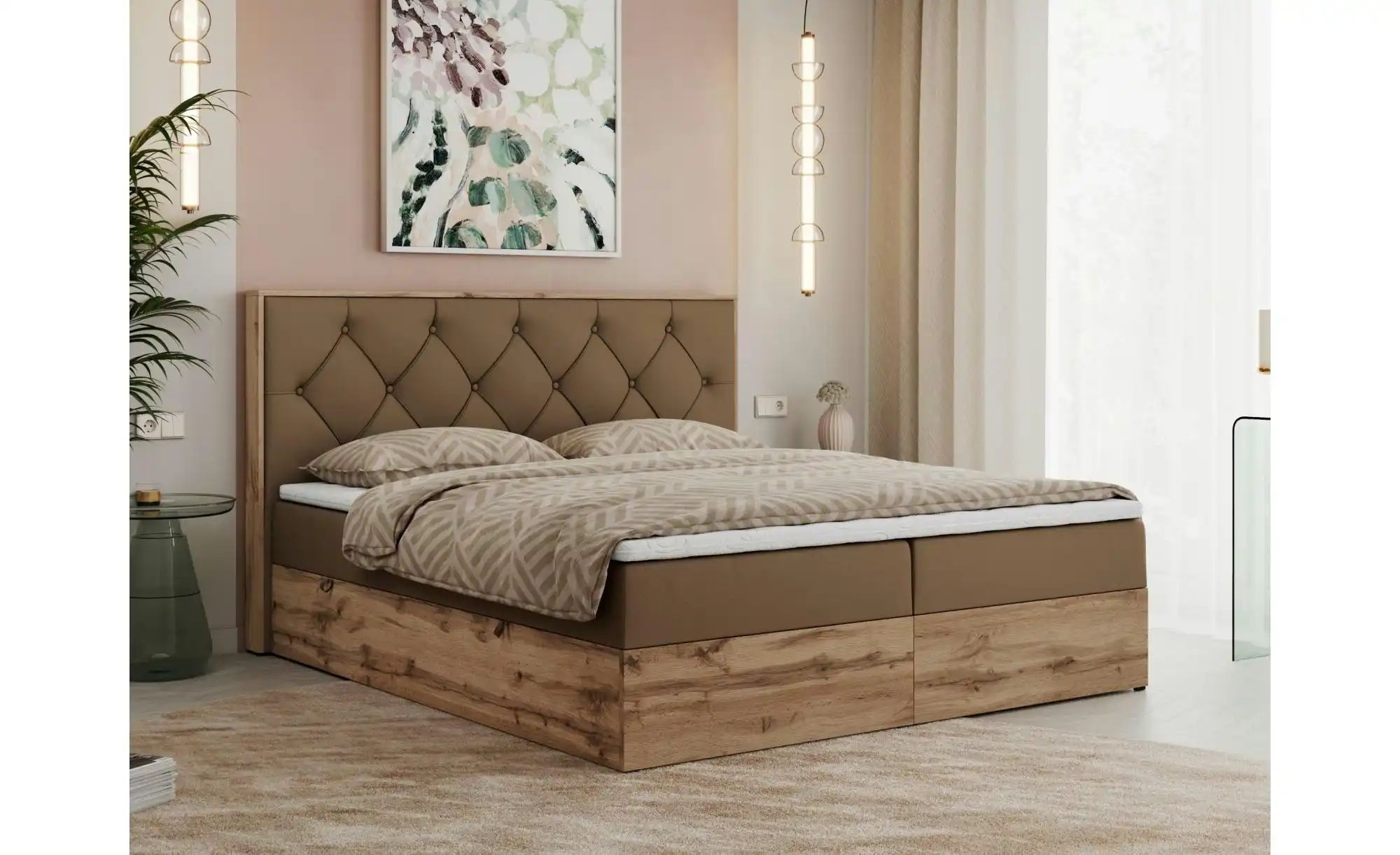 Boxbett mit Bettkasten Veneto ¦ braun ¦ Maße (cm): B: 188 H: 115 Betten > K günstig online kaufen