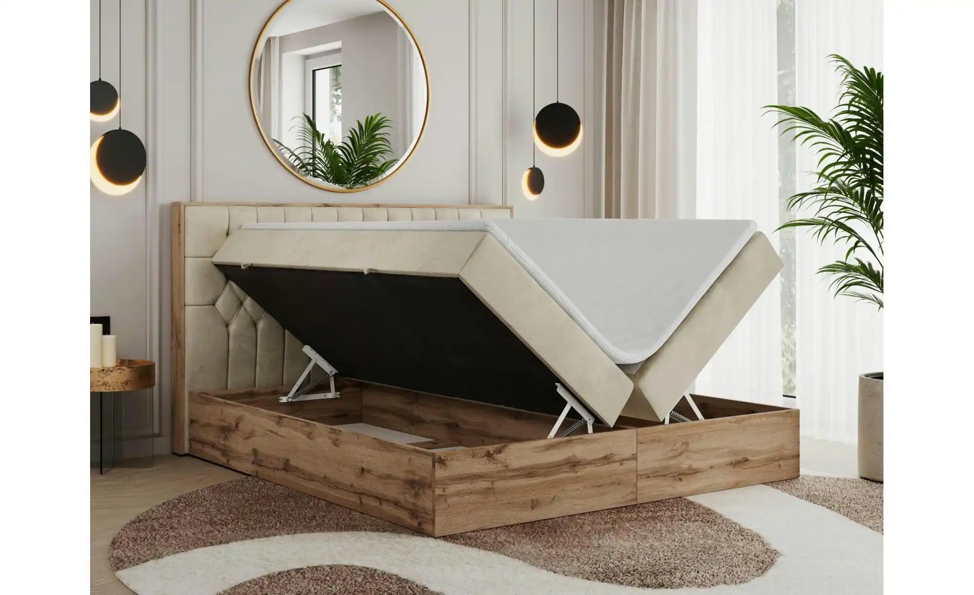 Boxbett mit Bettkasten Amore ¦ beige ¦ Maße (cm): B: 188 H: 115 Betten > Ko günstig online kaufen