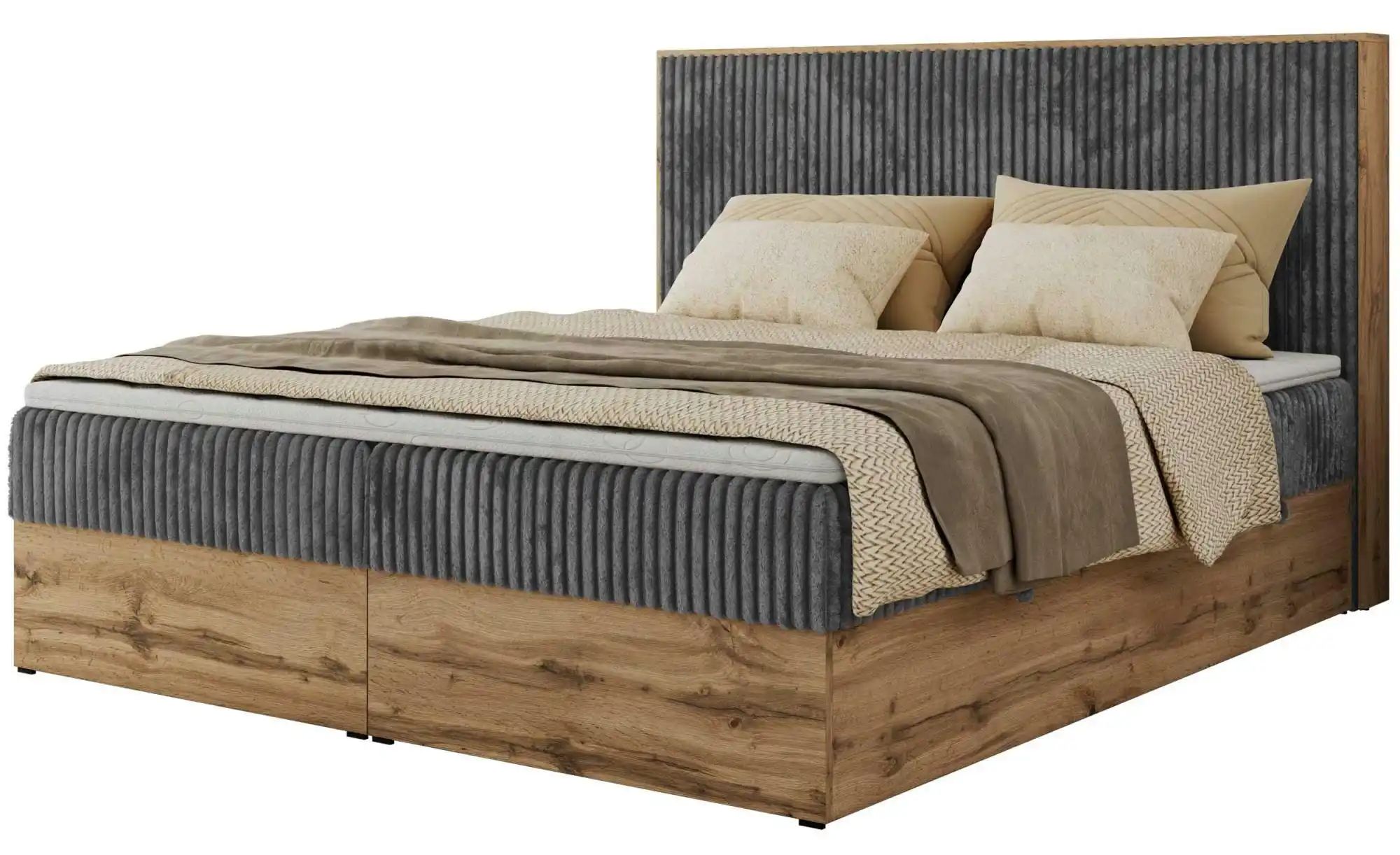 Boxbett mit Bettkasten Wood Classic ¦ grau ¦ Maße (cm): B: 184 H: 120 Bette günstig online kaufen