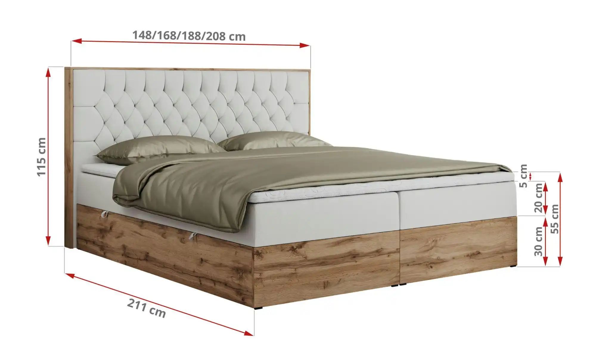 Boxbett mit Bettkasten Amore ¦ weiß ¦ Maße (cm): B: 188 H: 115 Betten > Kom günstig online kaufen