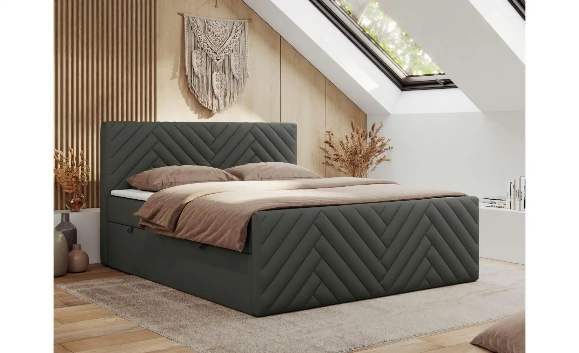 Thumbnail - Boxbett mit Bettkasten Paris Duo ¦ grau ¦ Maße (cm): B: 141 H: 110 Betten > Komfortbetten - Höffner