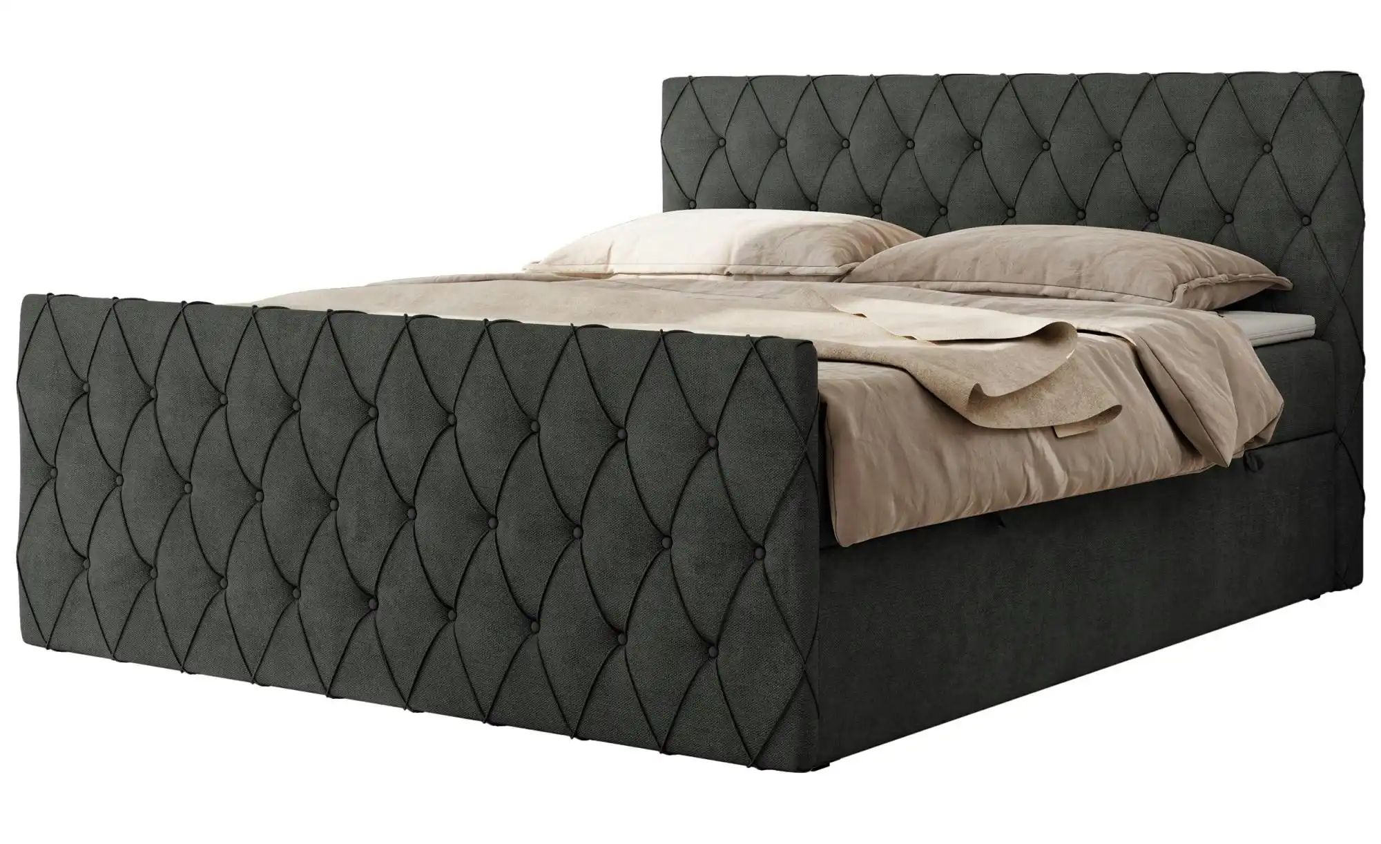 Boxspringbett mit Bettkasten Miren Duo ¦ grau ¦ Maße (cm): B: 141 H: 110 Be günstig online kaufen