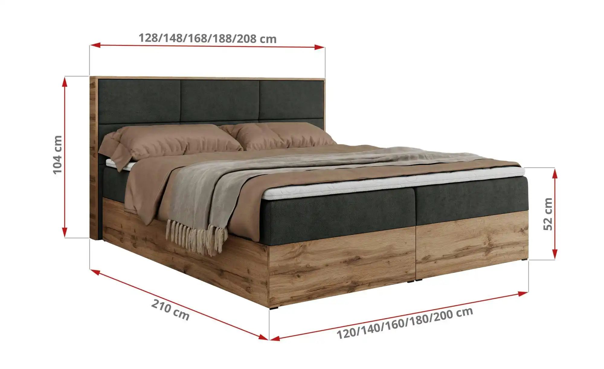 Boxbett mit Bettkasten Albero 2 ¦ grau ¦ Maße (cm): B: 188 H: 104 Betten > günstig online kaufen