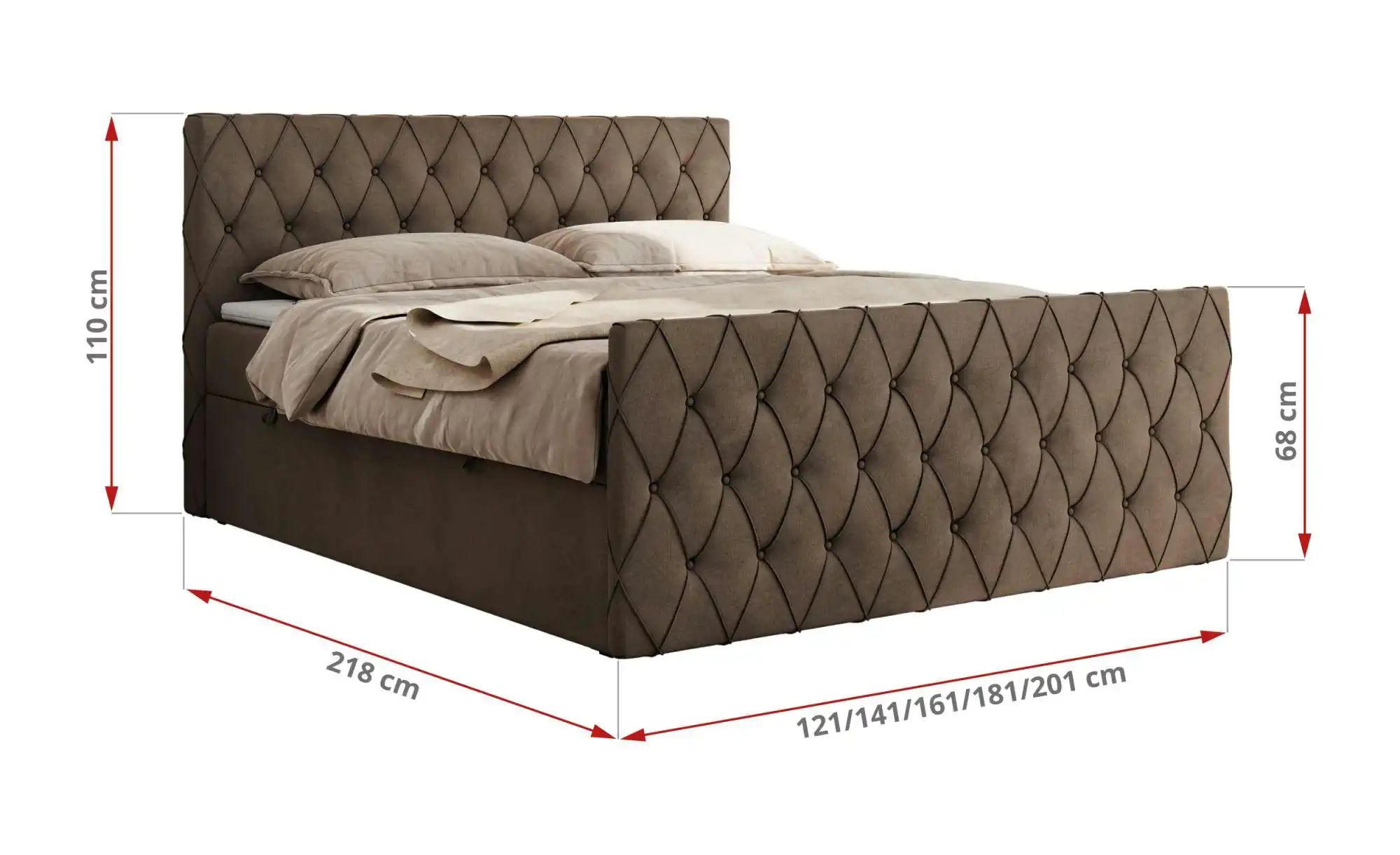 Boxspringbett mit Bettkasten Miren Duo ¦ braun ¦ Maße (cm): B: 161 H: 110 B günstig online kaufen
