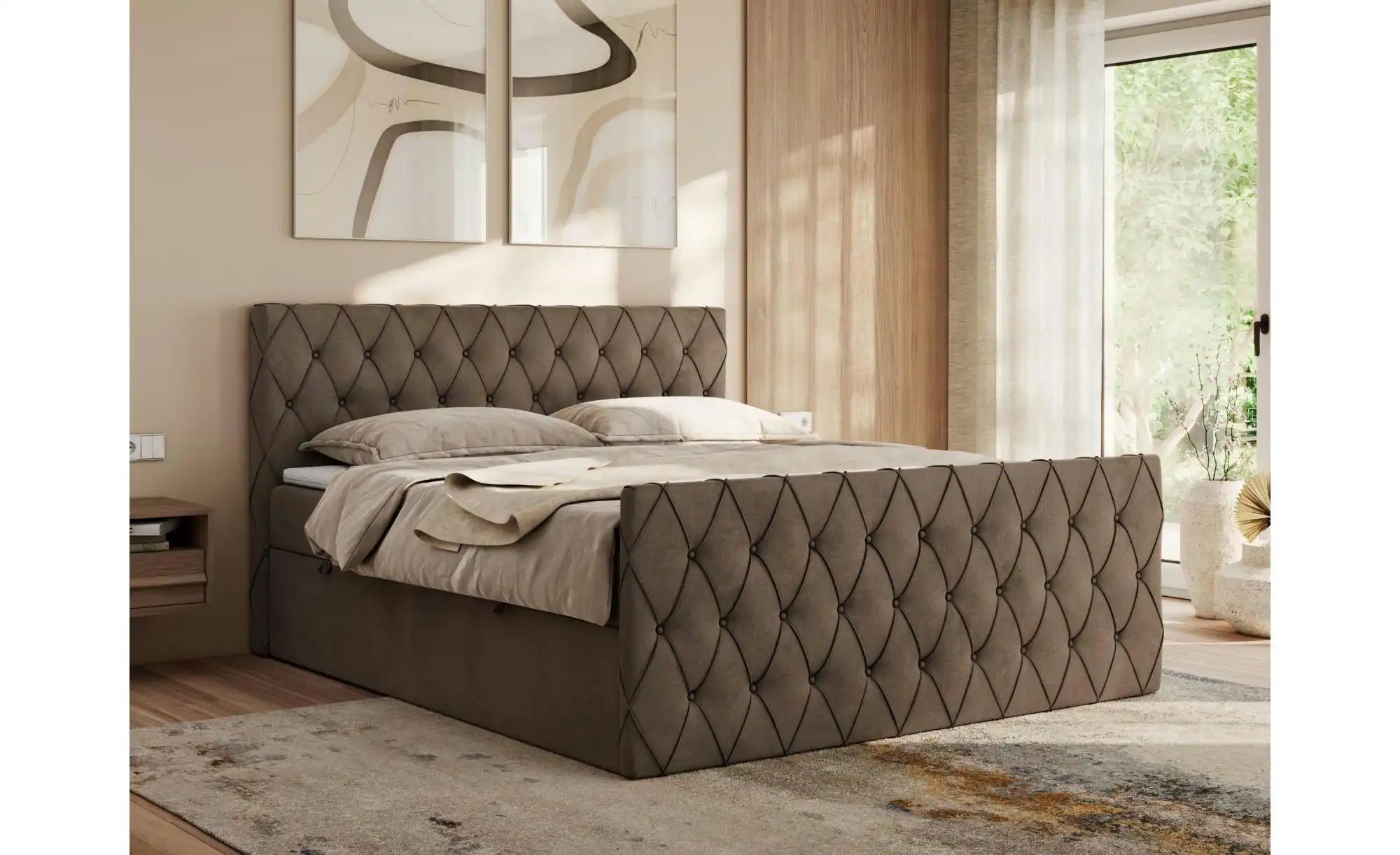 Thumbnail - Boxbett mit Bettkasten Miren Duo ¦ braun ¦ Maße (cm): B: 161 H: 110 Betten > Komfortbetten - Höffner