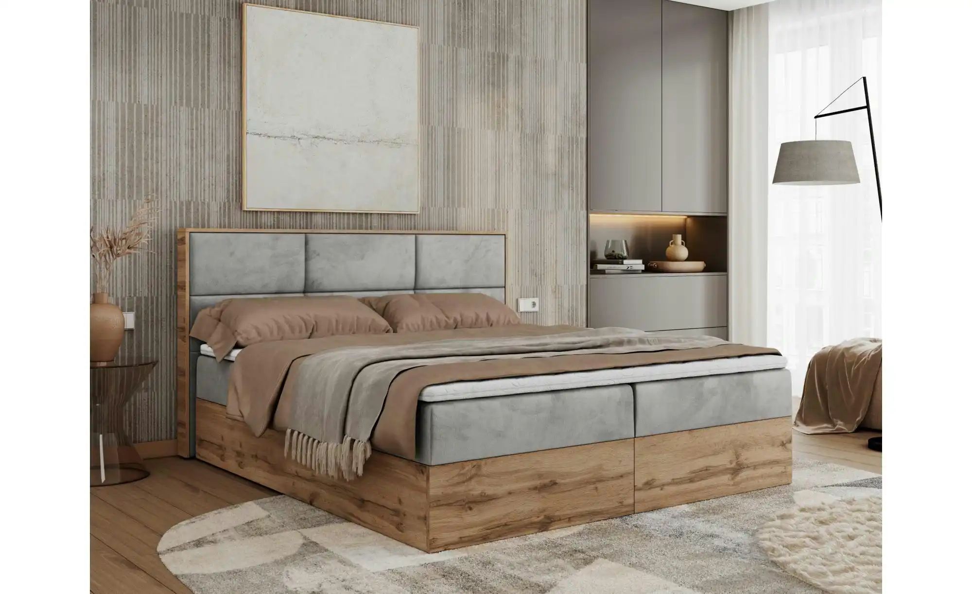 Boxbett mit Bettkasten Albero 2 ¦ grau ¦ Maße (cm): B: 128 H: 104 Betten > günstig online kaufen