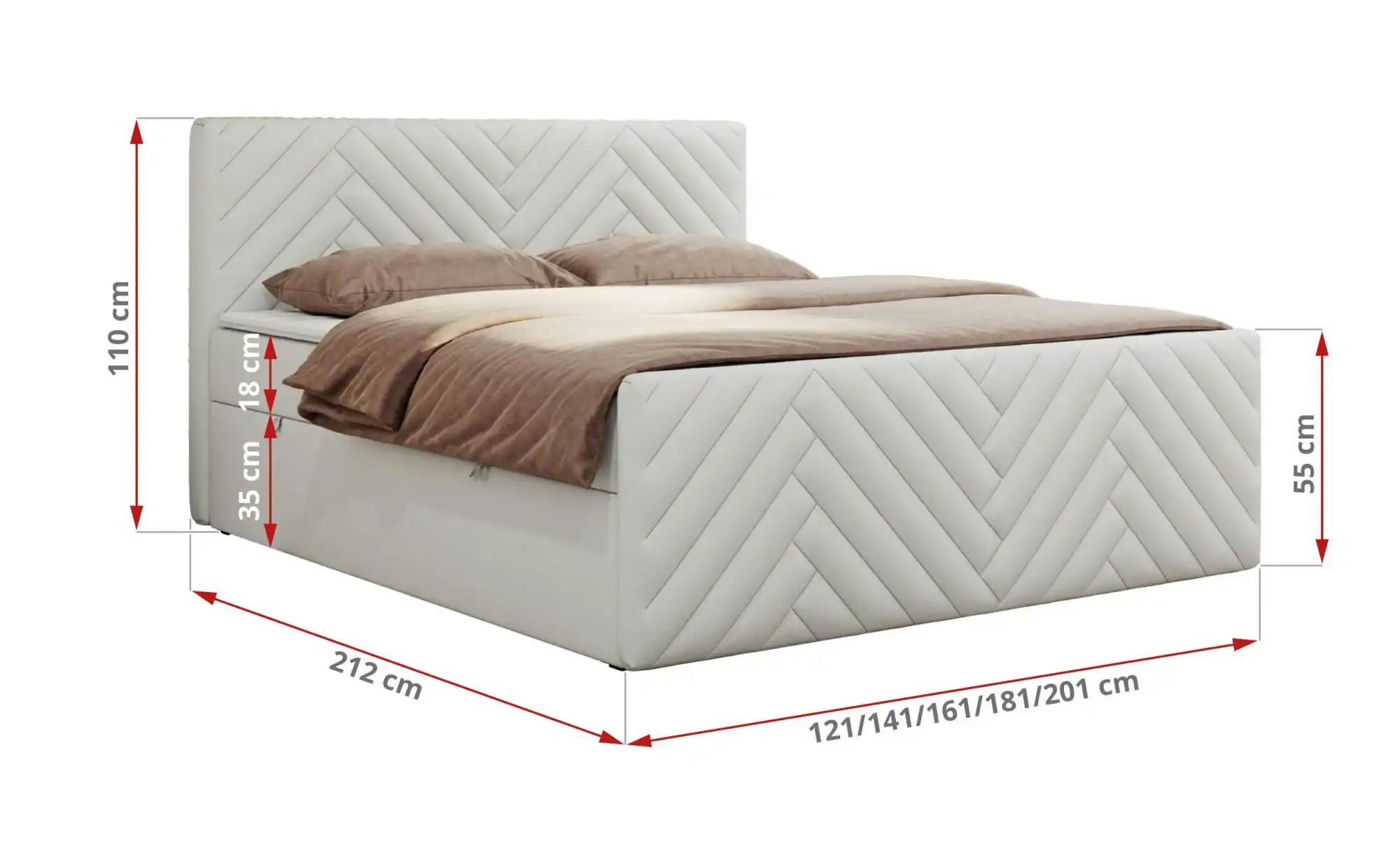 Boxbett mit Bettkasten Paris Duo ¦ weiß ¦ Maße (cm): B: 181 H: 110 Betten > günstig online kaufen
