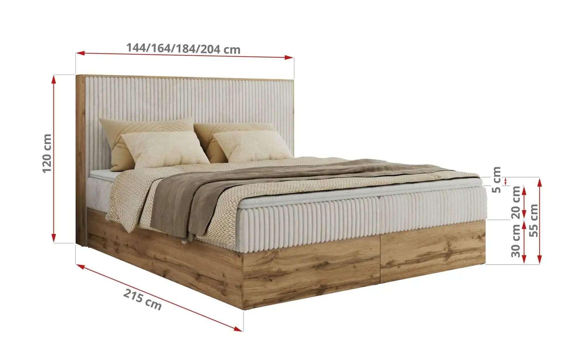 Boxbett mit Bettkasten Wood Classic ¦ beige ¦ Maße (cm): B: 184 H: 120 Bett günstig online kaufen