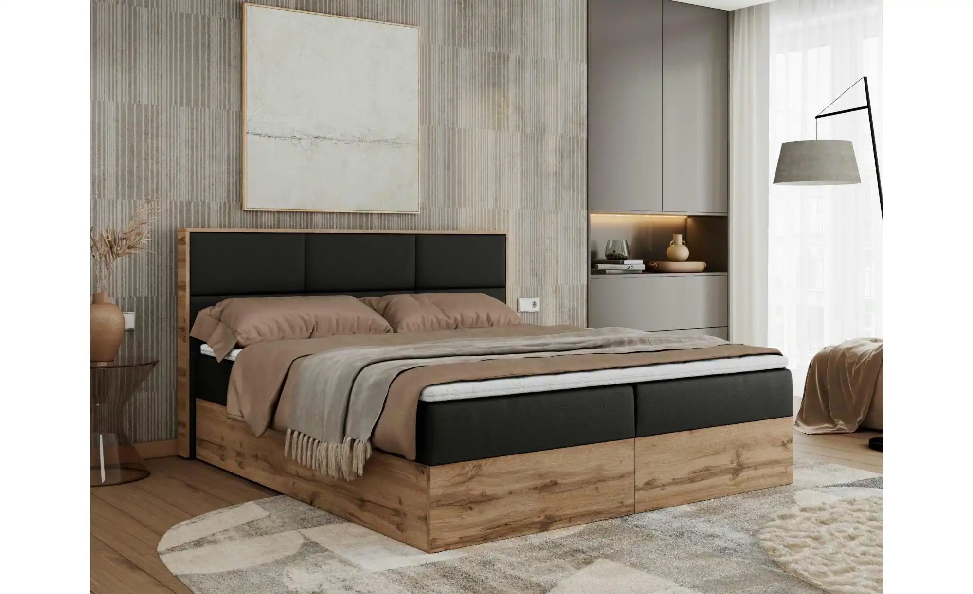 Boxbett mit Bettkasten Albero 2 ¦ schwarz ¦ Maße (cm): B: 208 H: 104 Betten günstig online kaufen