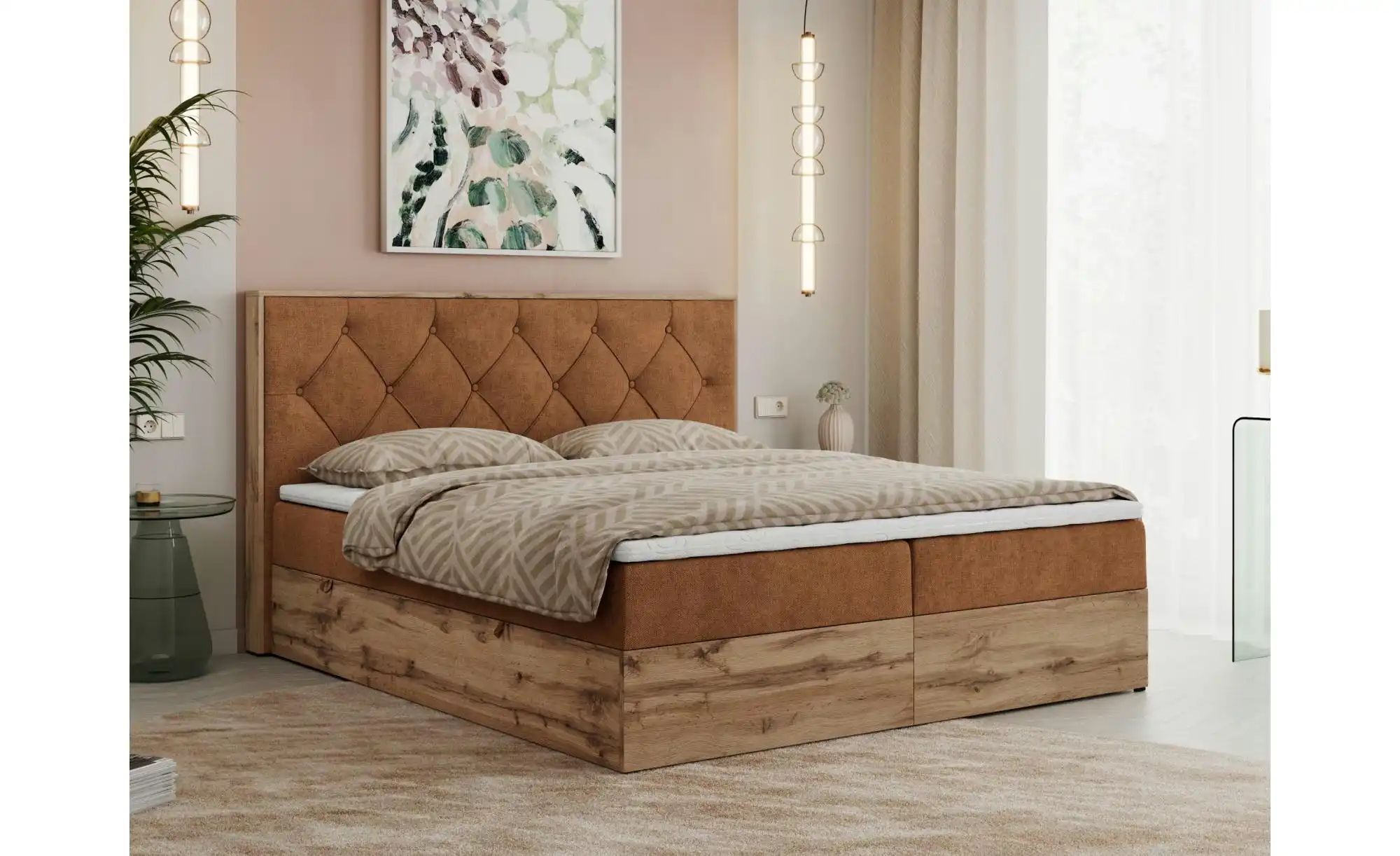 Boxbett mit Bettkasten Veneto ¦ orange ¦ Maße (cm): B: 188 H: 115 Betten > günstig online kaufen