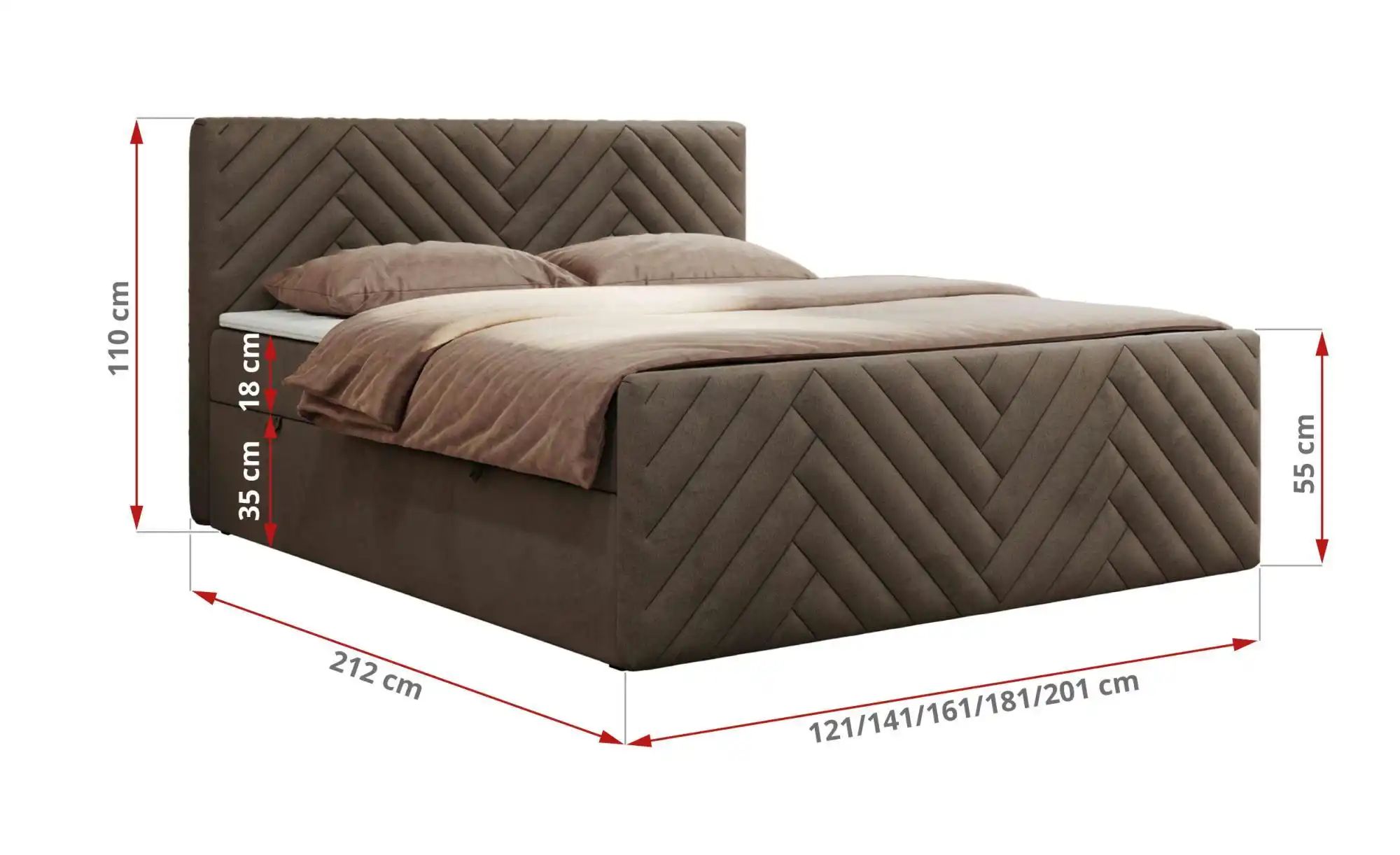 Thumbnail - Boxbett mit Bettkasten Paris Duo ¦ braun ¦ Maße (cm): B: 141 H: 110 Betten > Komfortbetten - Höffner