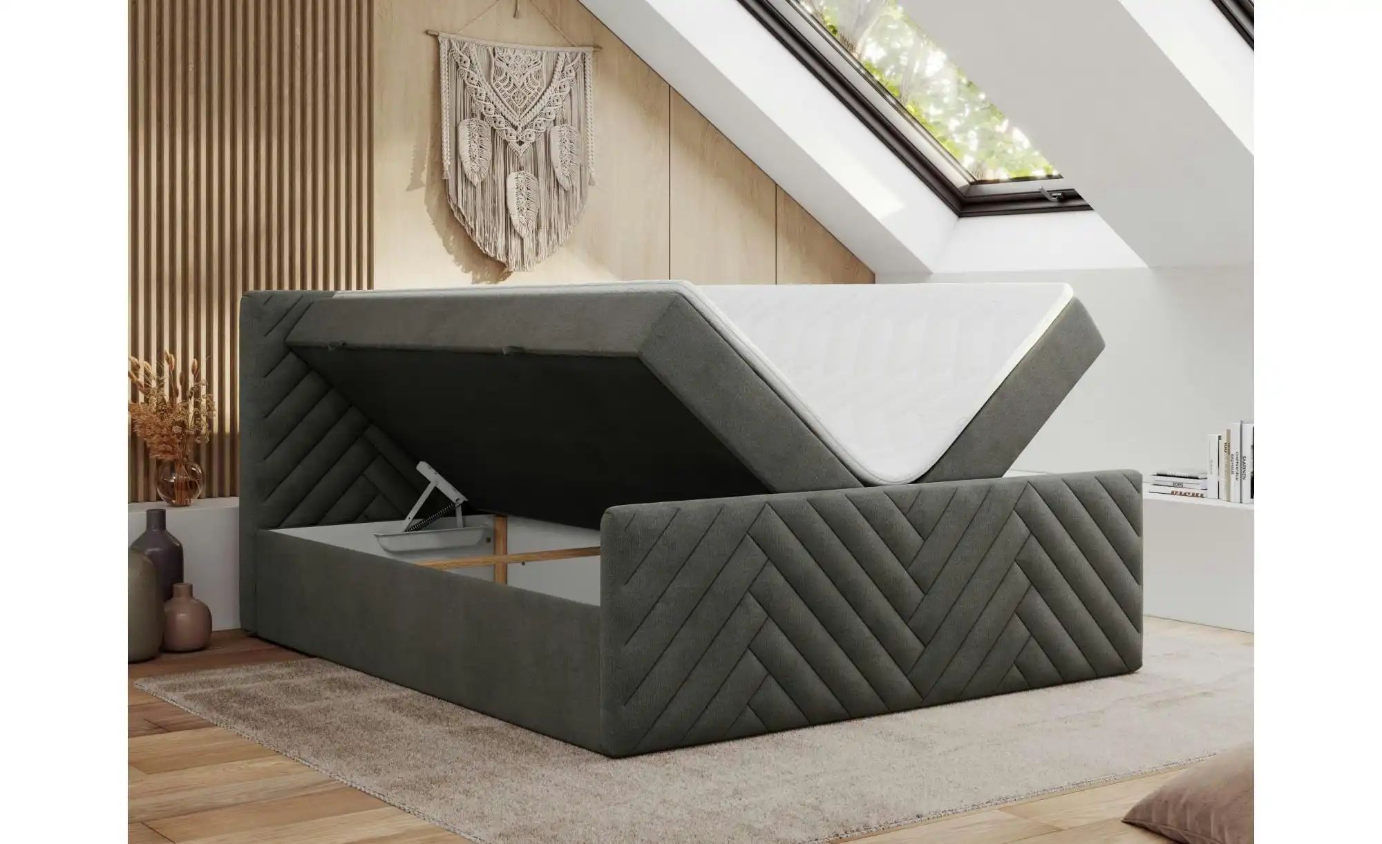 Boxbett mit Bettkasten Paris Duo ¦ grau ¦ Maße (cm): B: 181 H: 110 Betten > günstig online kaufen