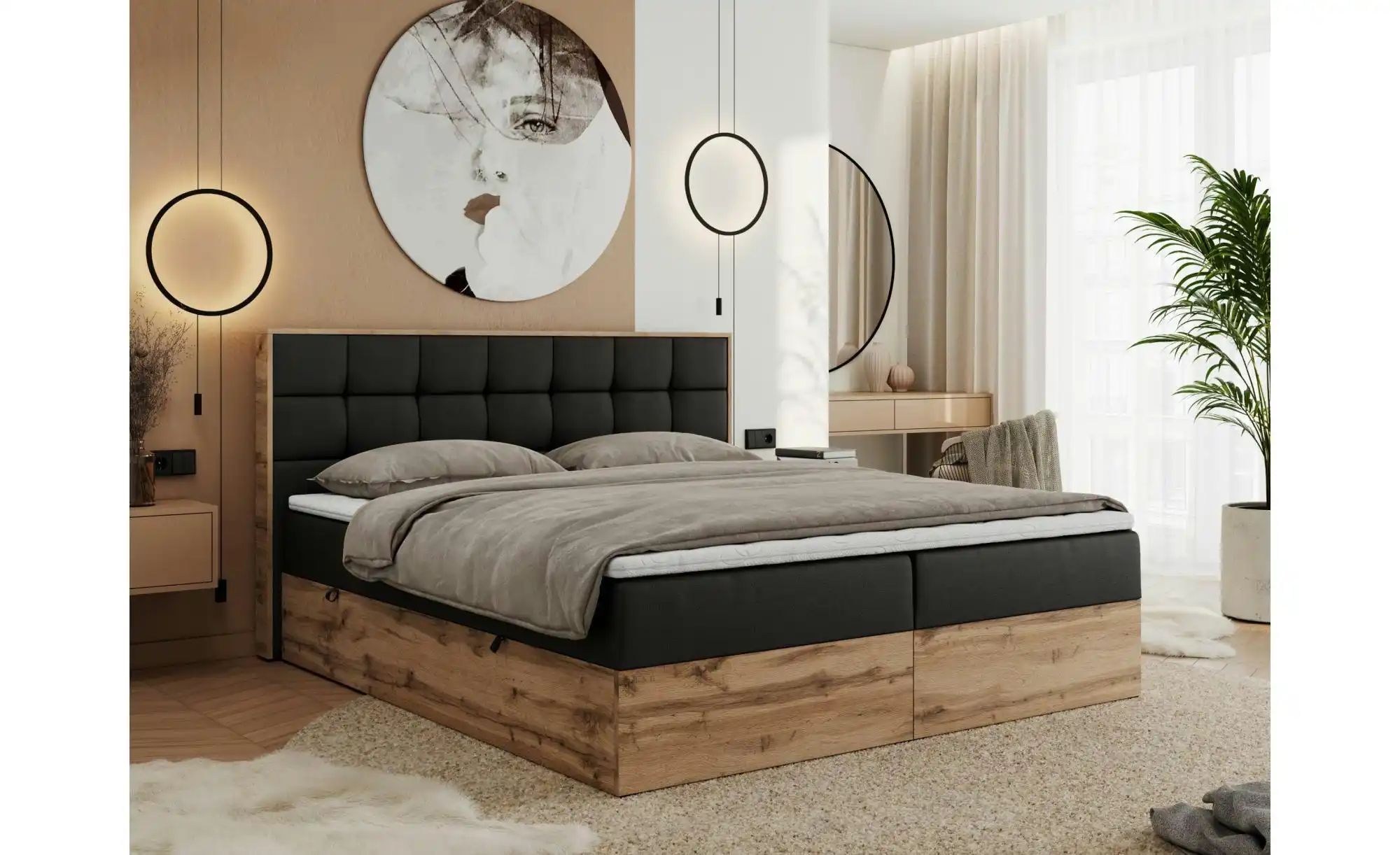 Thumbnail - Boxbett mit Bettkasten Albero 1 ¦ schwarz ¦ Maße (cm): B: 128 H: 104 Betten > Komfortbetten - Höffner