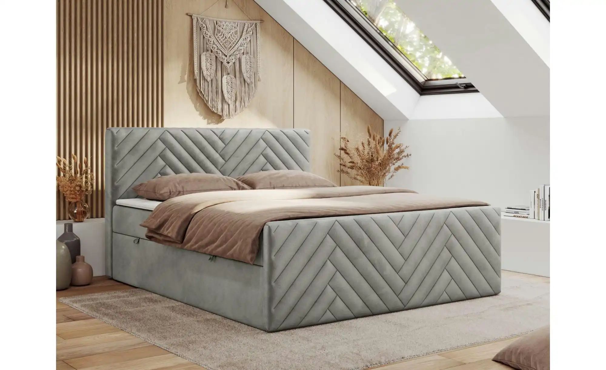 Thumbnail - Boxbett mit Bettkasten Paris Duo ¦ grau ¦ Maße (cm): B: 121 H: 110 Betten > Komfortbetten - Höffner