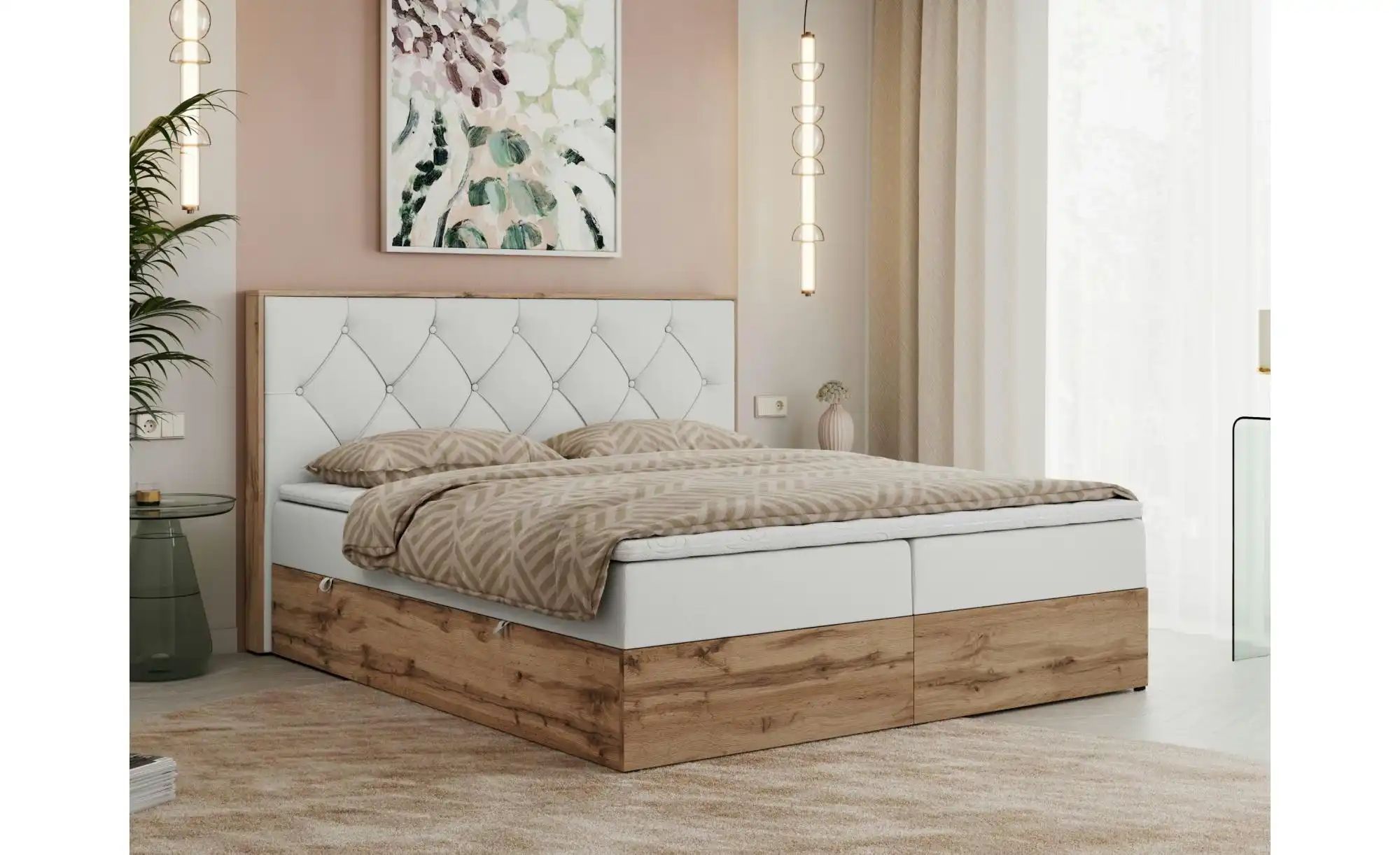 Boxbett mit Bettkasten Veneto ¦ weiß ¦ Maße (cm): B: 148 H: 115 Betten > Ko günstig online kaufen