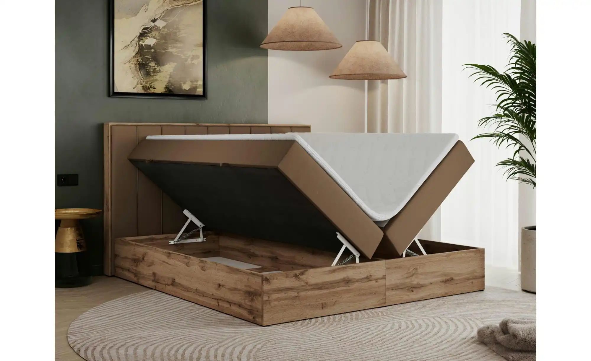 Thumbnail - Boxbett mit Bettkasten Bellissimo ¦ braun ¦ Maße (cm): B: 188 H: 115 Betten > Komfortbetten - Höffner