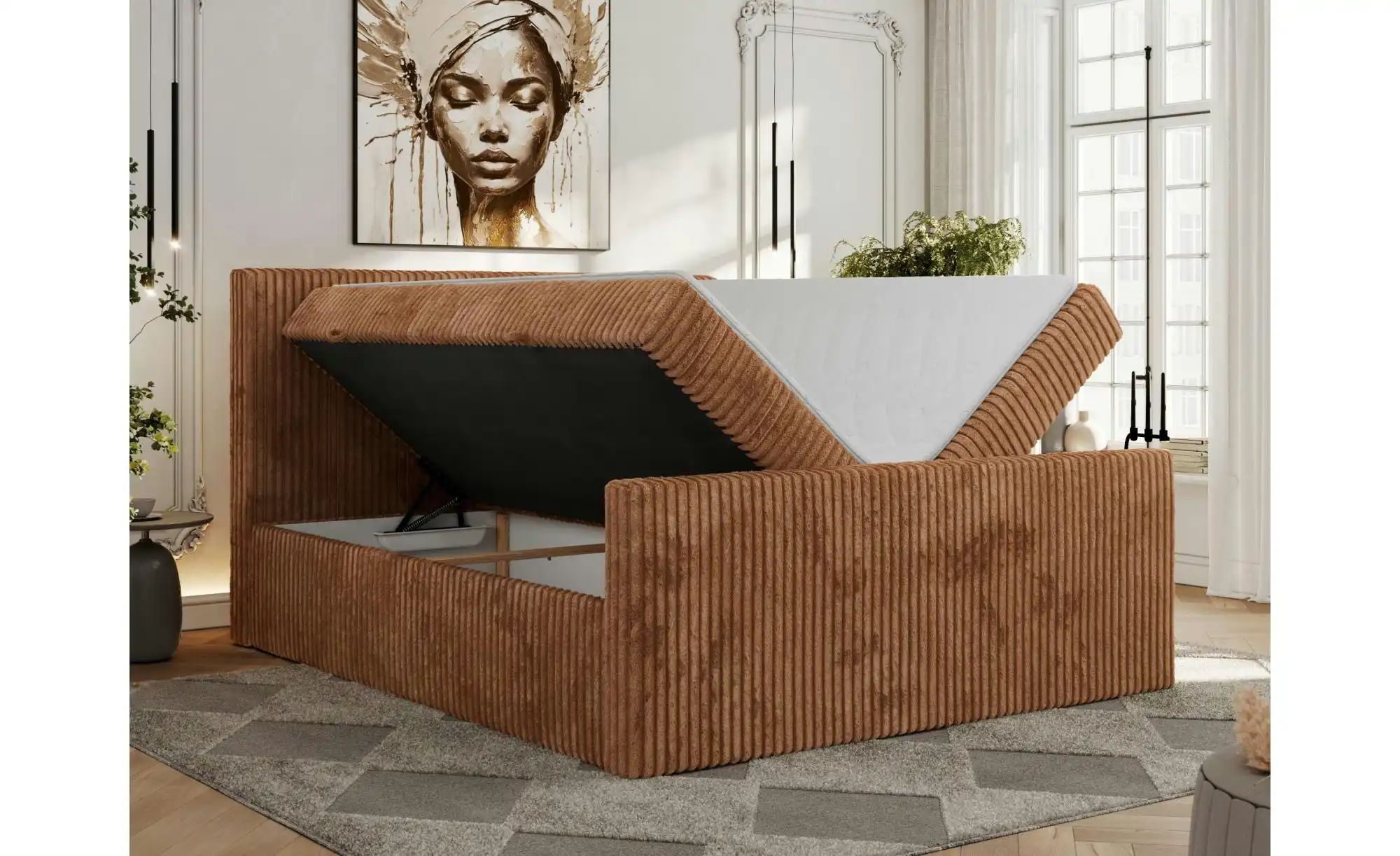 Boxbett mit Bettkasten Tiliano Duo ¦ orange ¦ Maße (cm): B: 204 H: 119 Bett günstig online kaufen