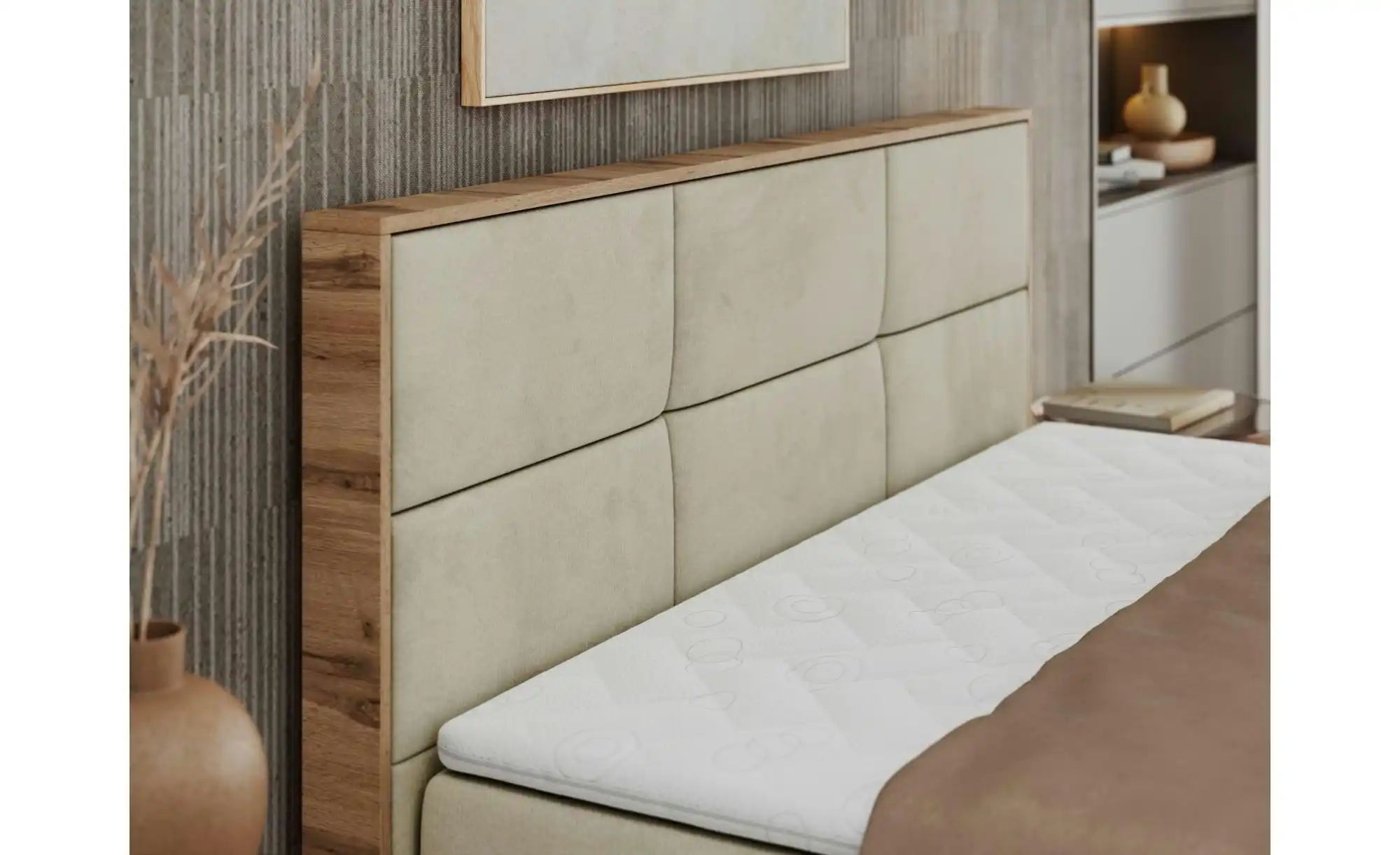 Thumbnail - Boxbett mit Bettkasten Albero 2 ¦ beige ¦ Maße (cm): B: 148 H: 104 Betten > Komfortbetten - Höffner