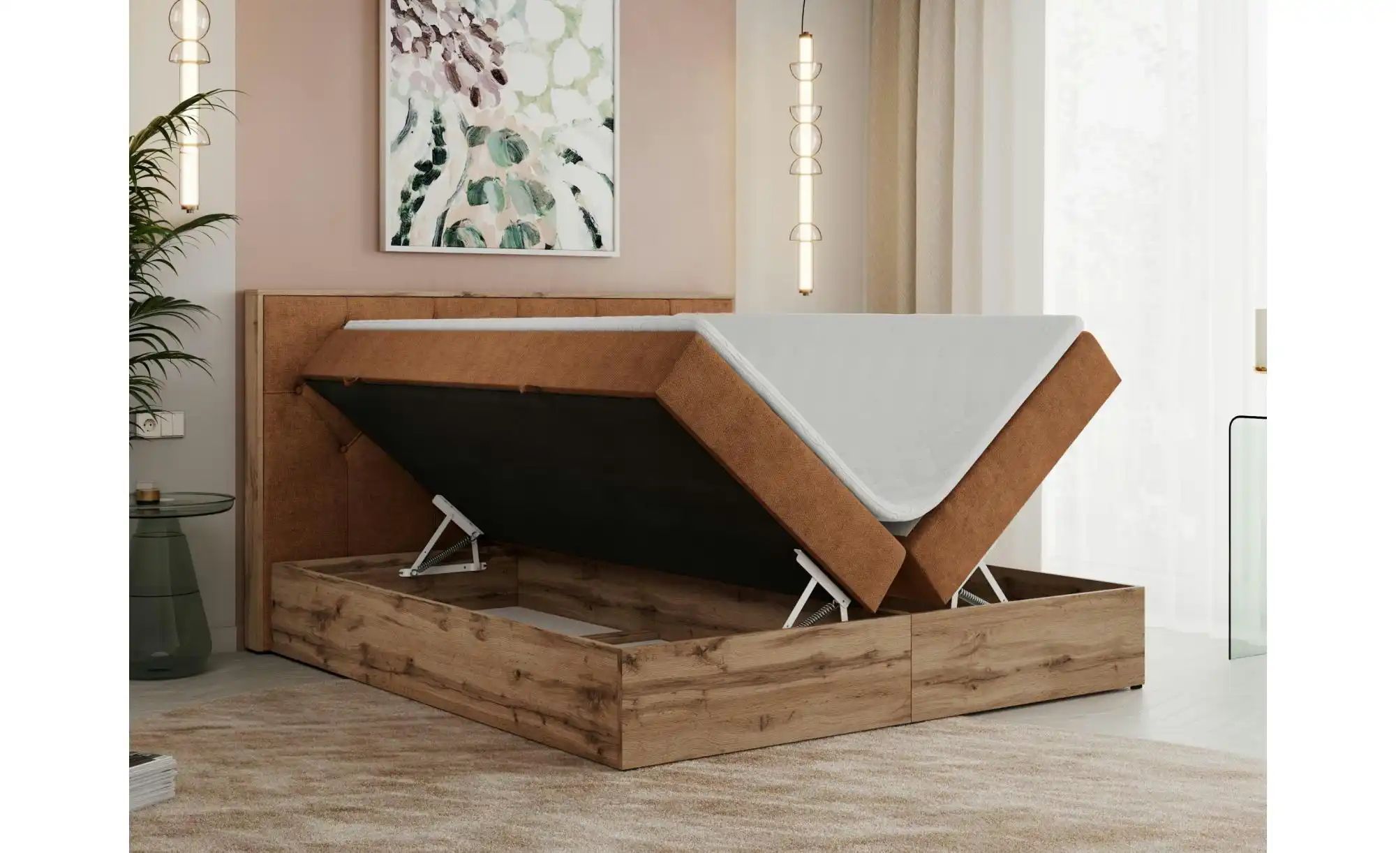 Boxbett mit Bettkasten Veneto ¦ orange ¦ Maße (cm): B: 168 H: 115 Betten > günstig online kaufen